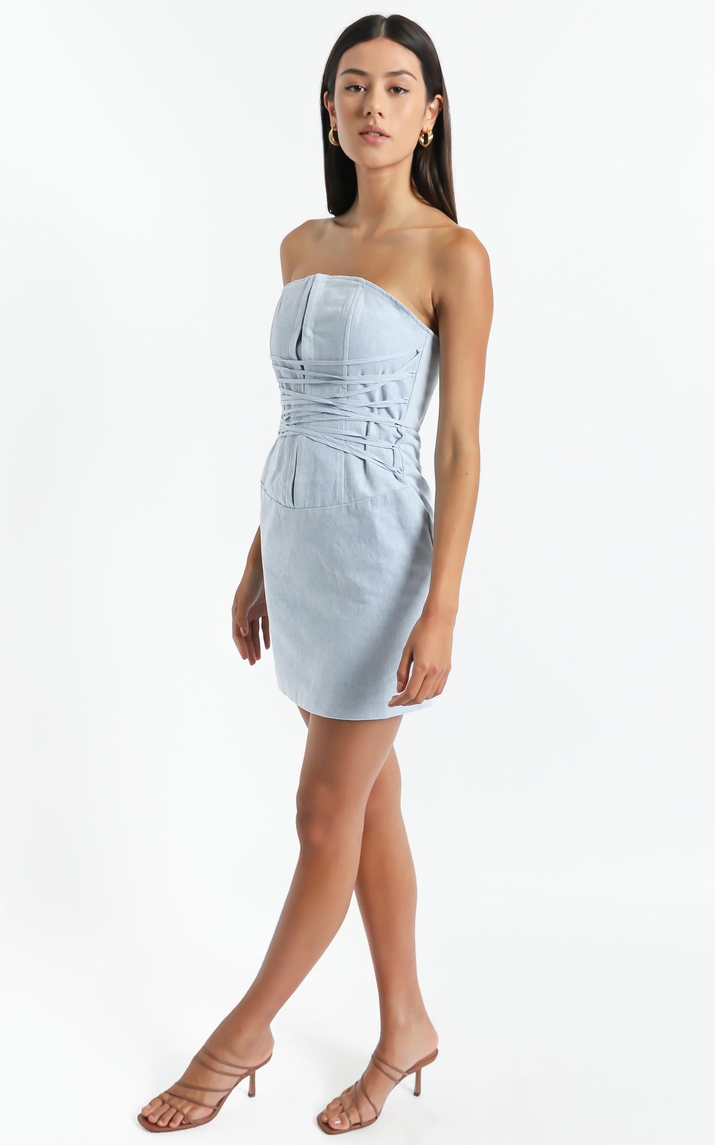 Lioness - Untie Me Mini Dress in Light Blue