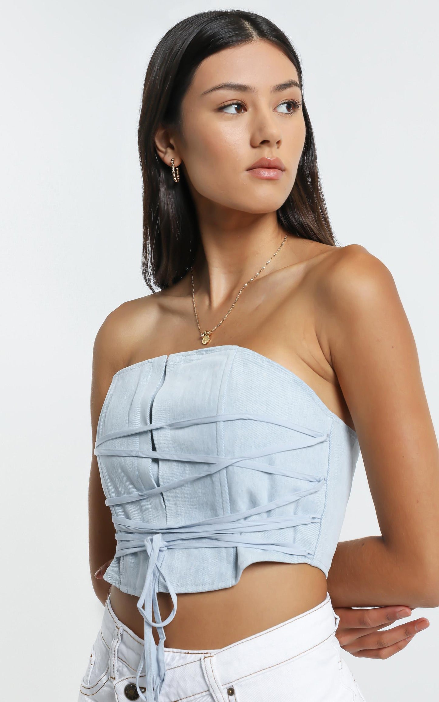 Lioness - Untie Me Top in Light Denim
