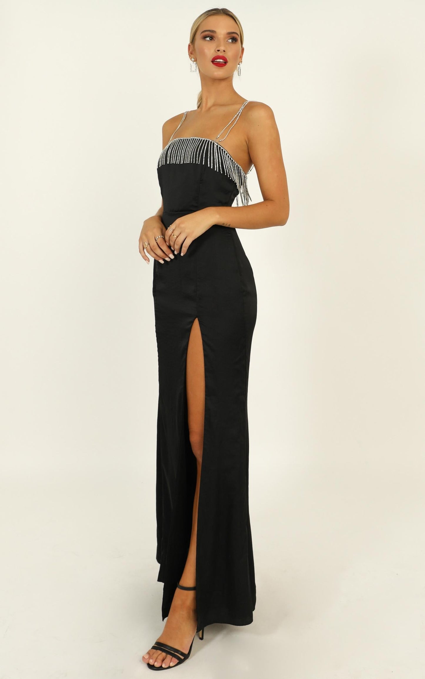 Absolutely Flawless Dress In Black Satin