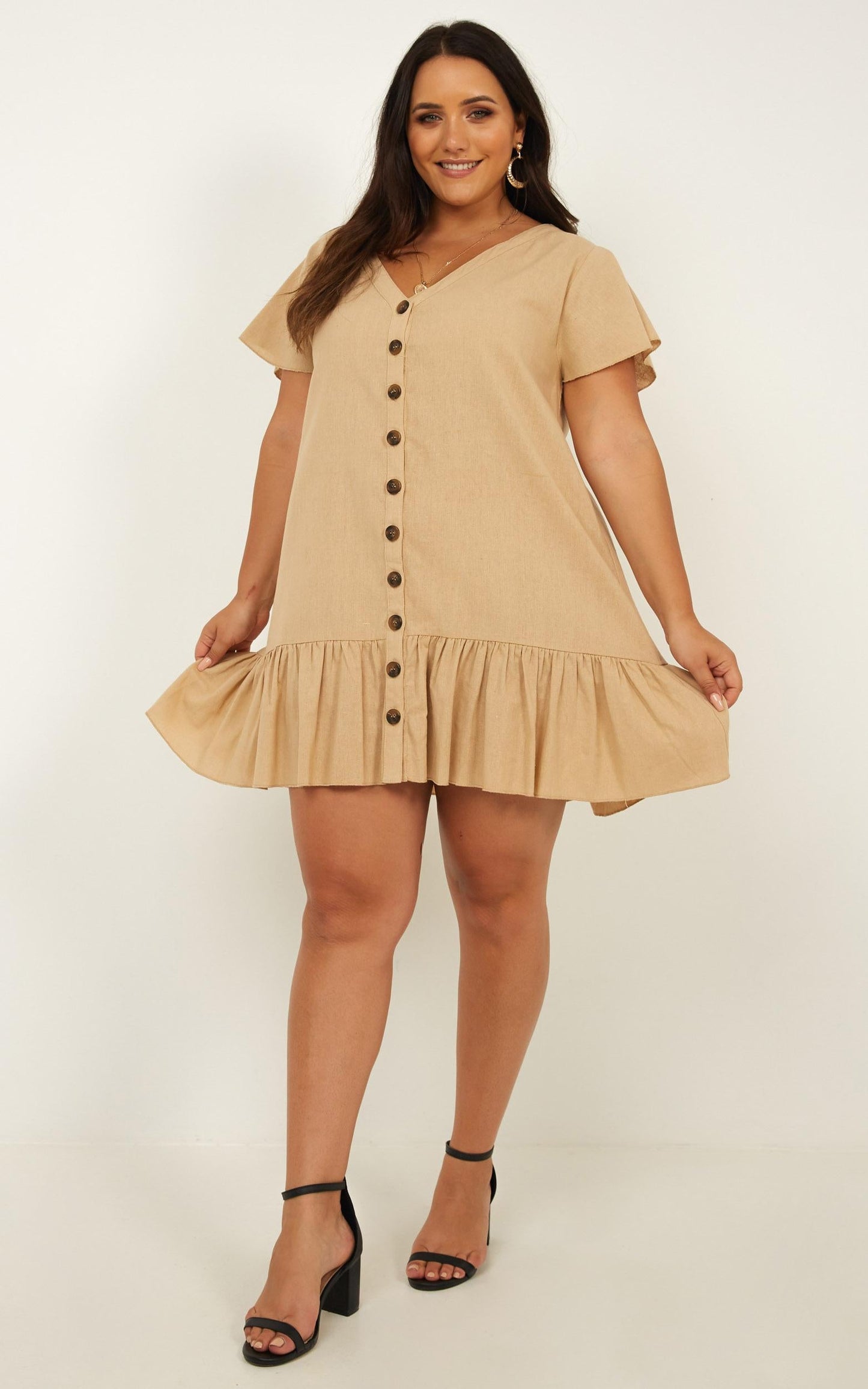 All Together Dress In Beige Linen Look