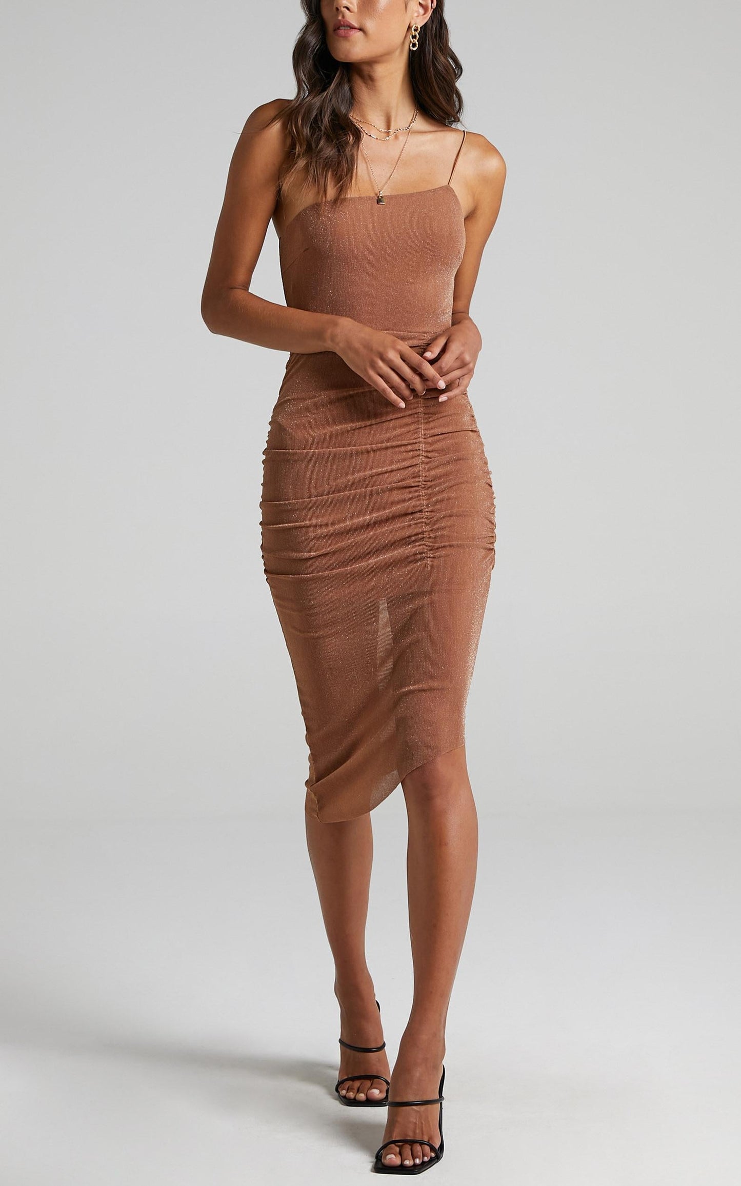 Annelie Dress in Tan Lurex