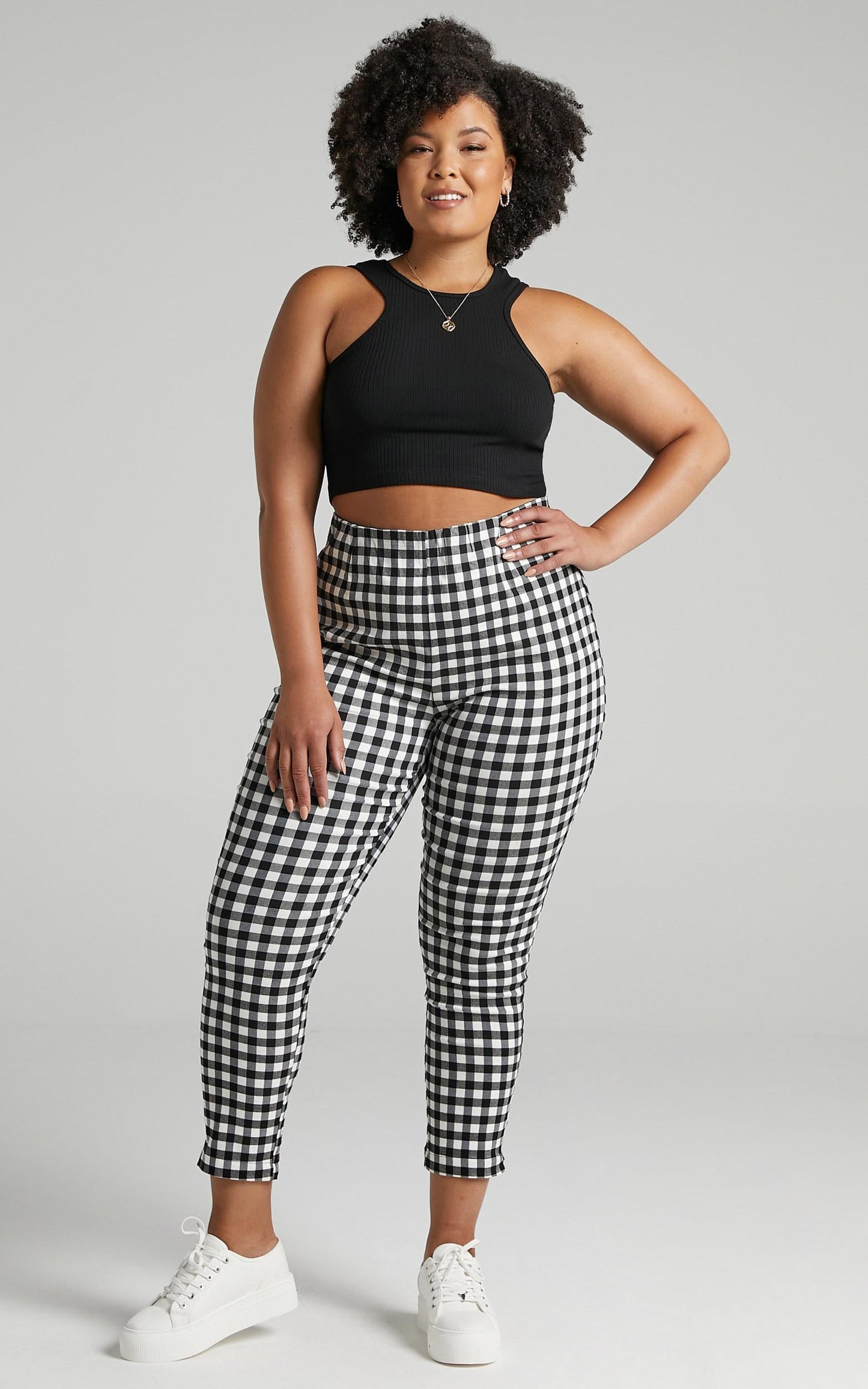 Business District Ankle Grazer Pants in Black Gingham