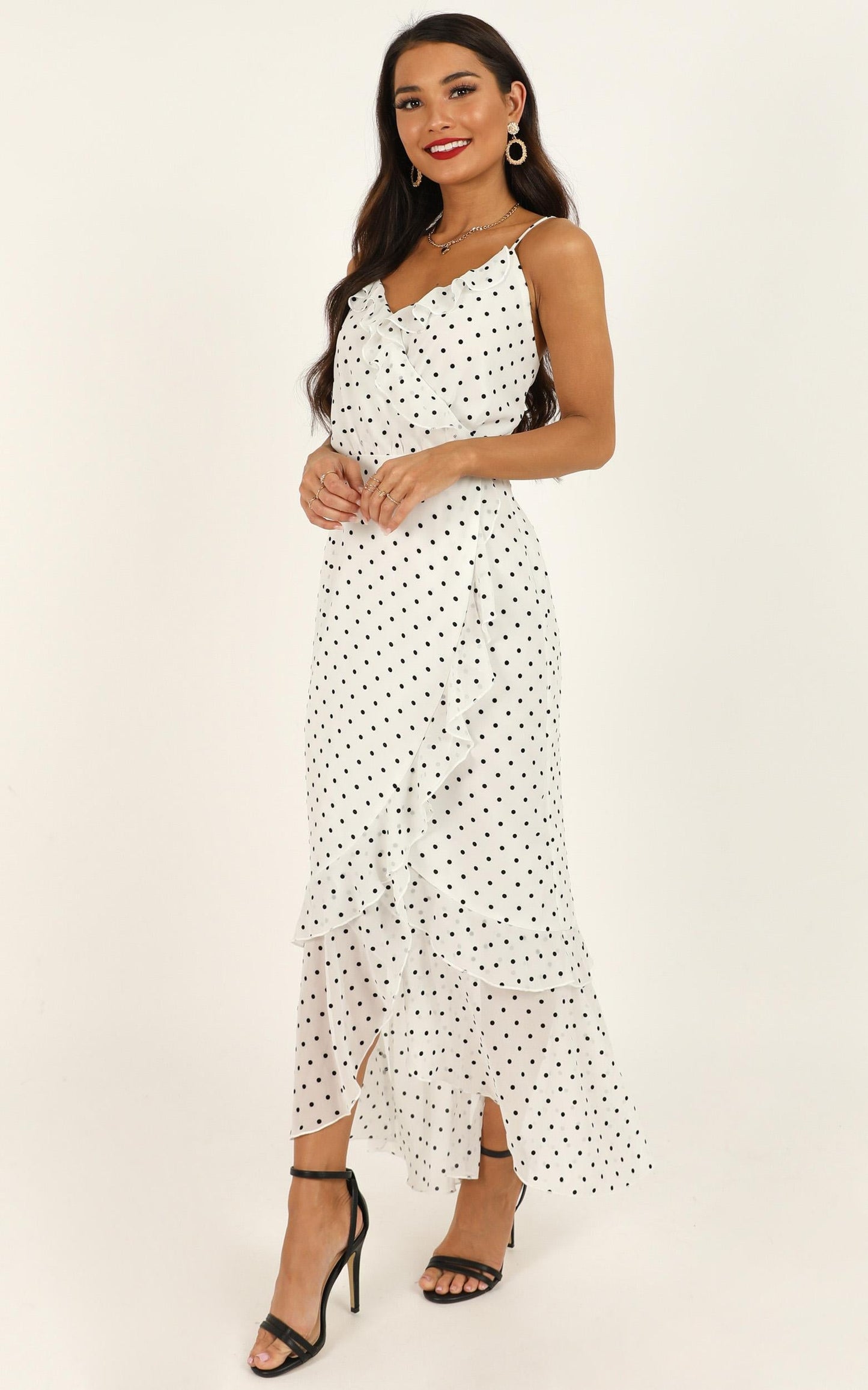 Came To Find You Dress In White Polka Dot