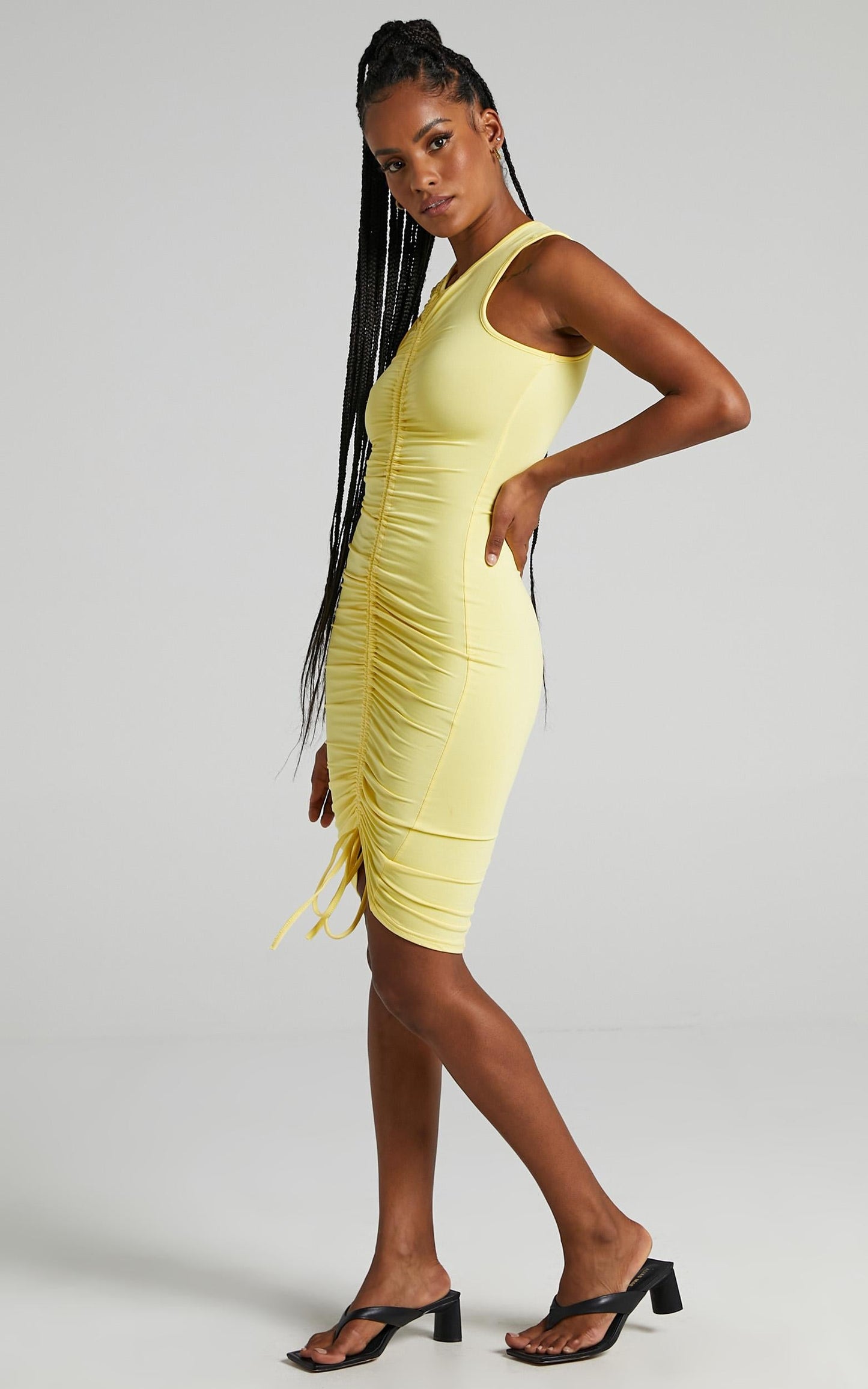 Cammy Midi Dress - Bodycon Dress in Lemon