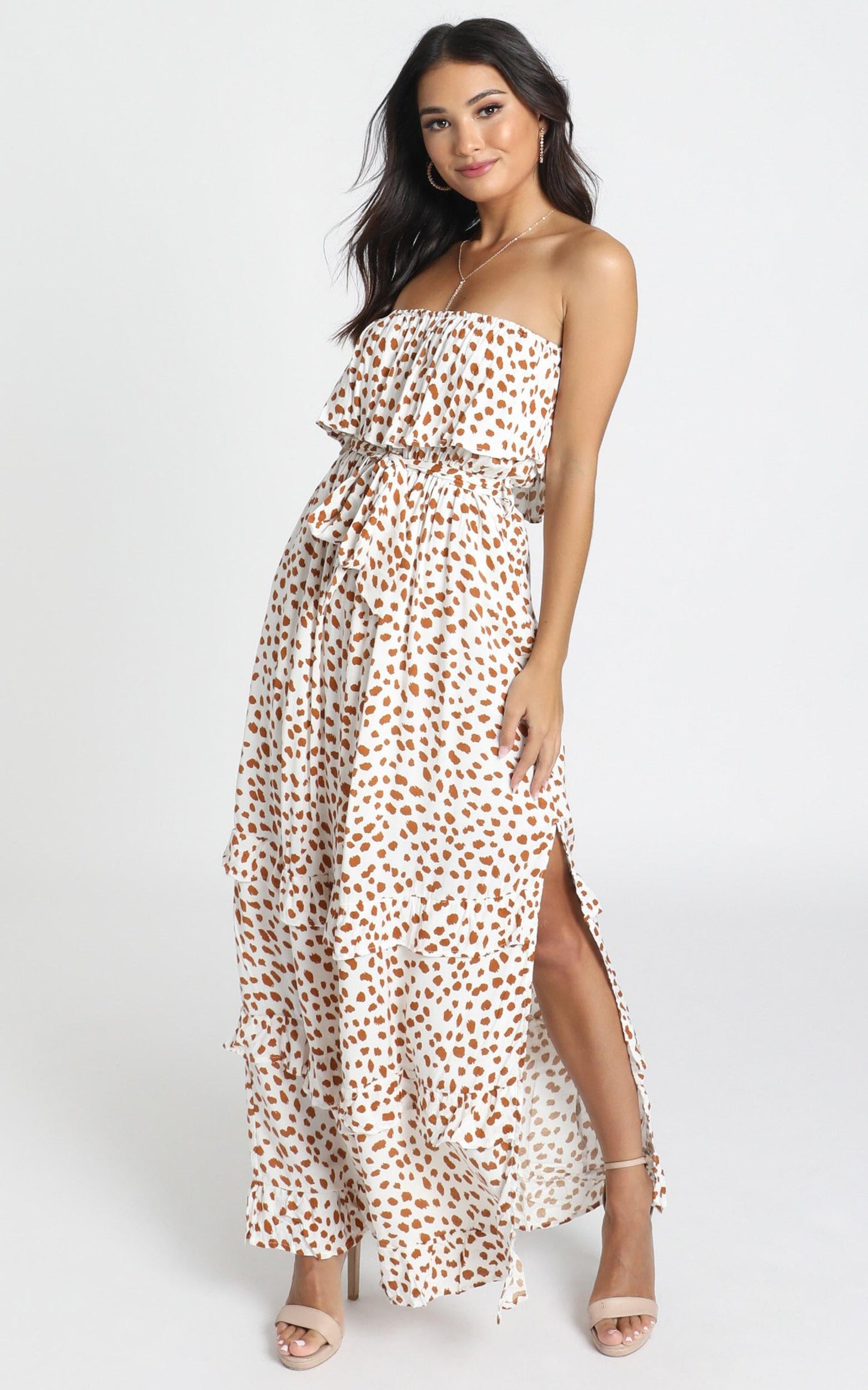 Candice Dress in Tan Spot