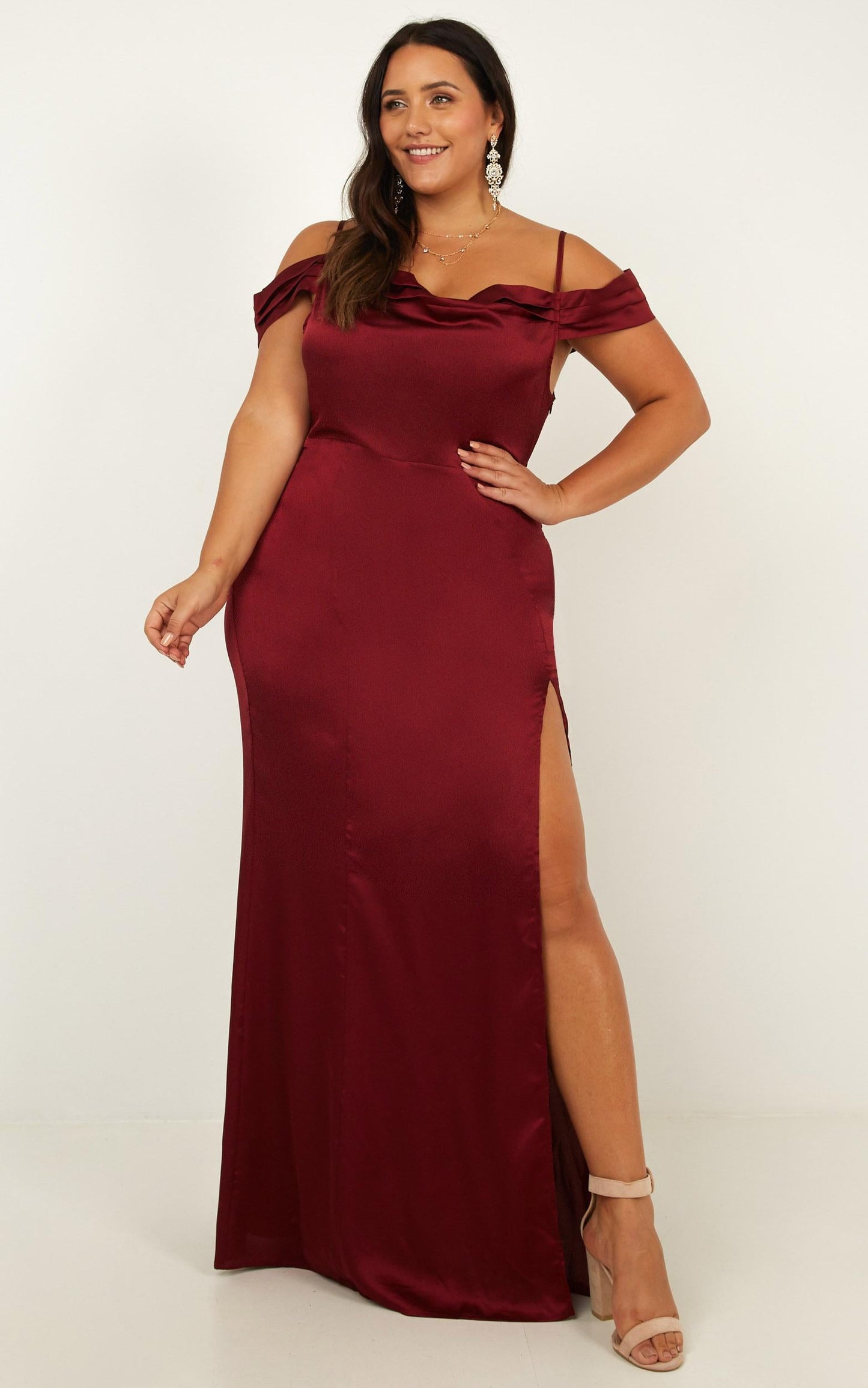 City Is Mine Dress in wine satin