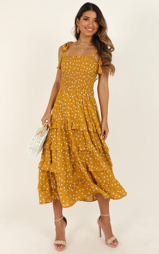 Giselle Dress In Mustard Spot