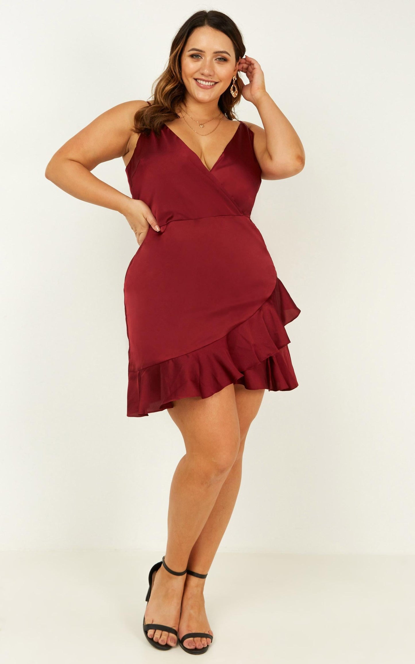 Cloud Cover Dress In Wine Satin