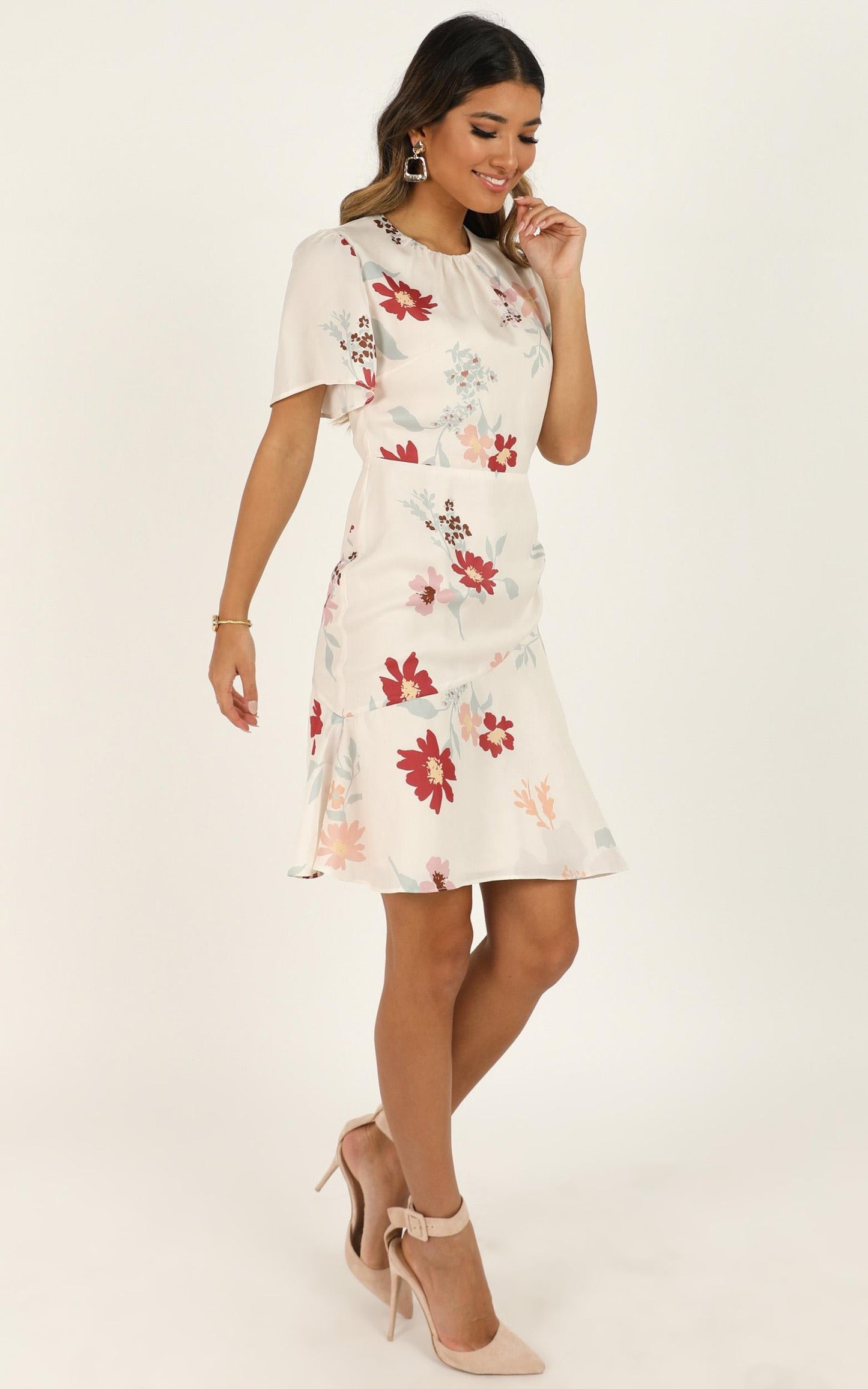 Elevated Ideas Dress In Cream Floral
