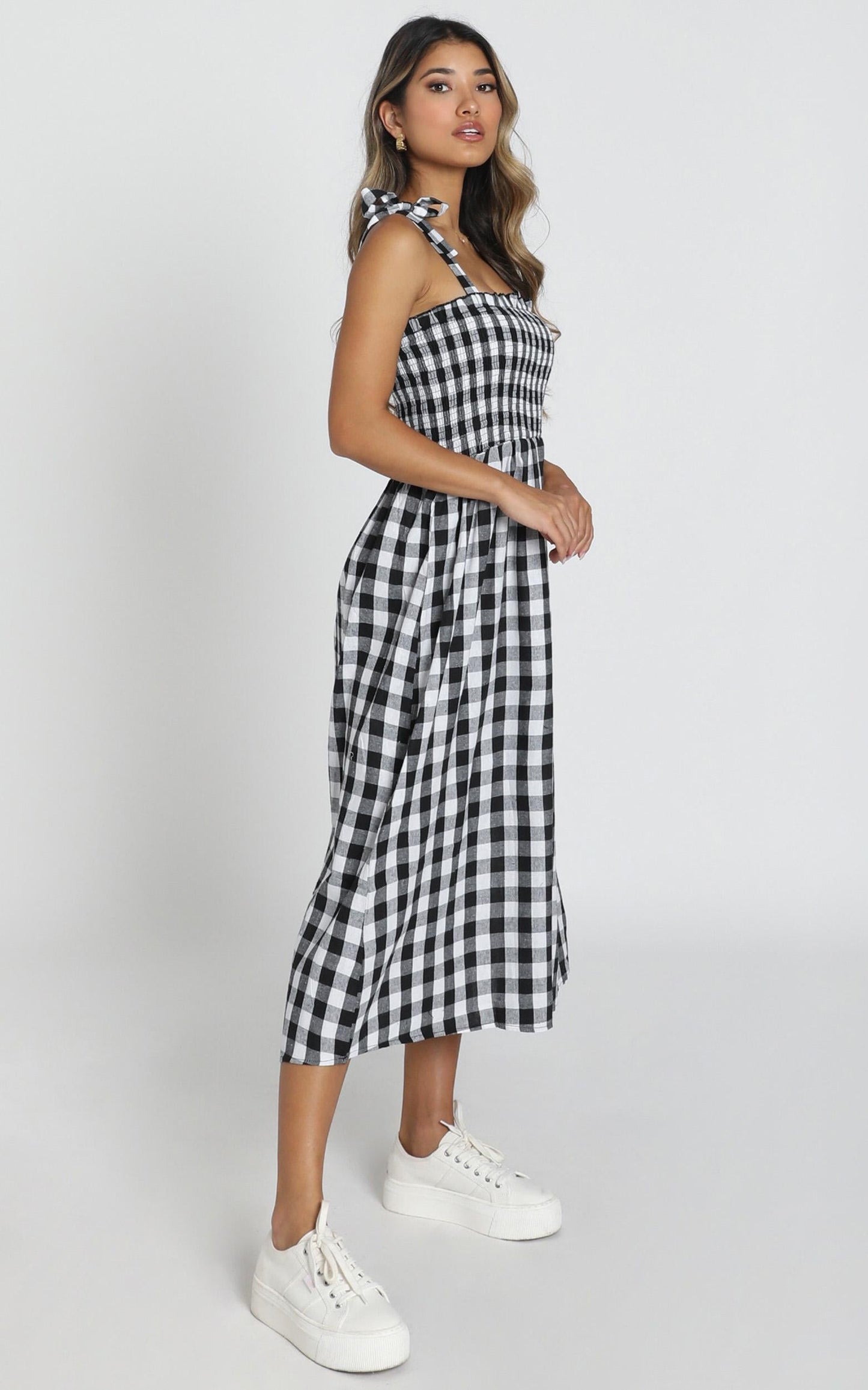 European Love Dress in Black And White Check