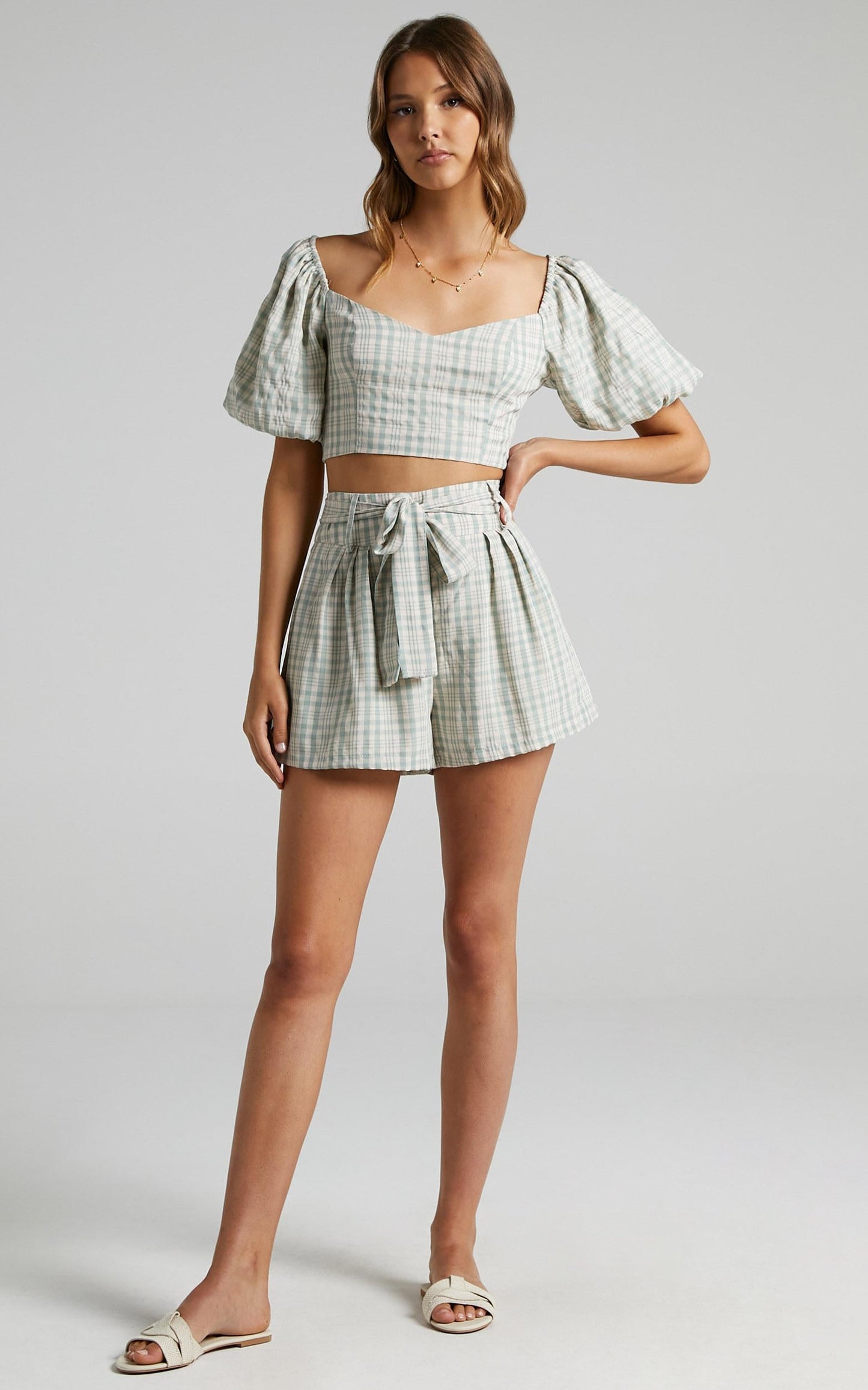 Fringilla Top in Sage Check