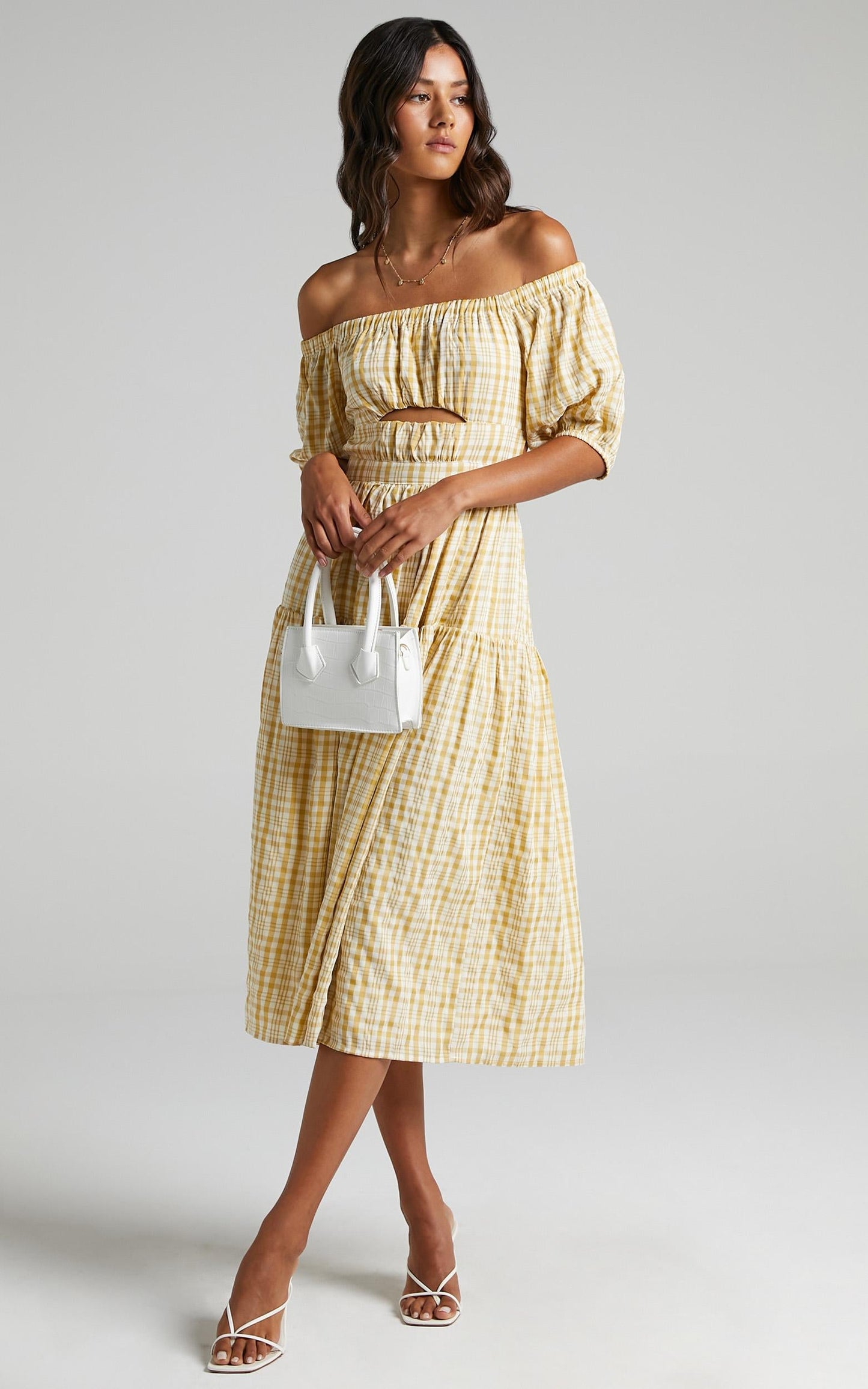 Helina Dress in Mustard Check