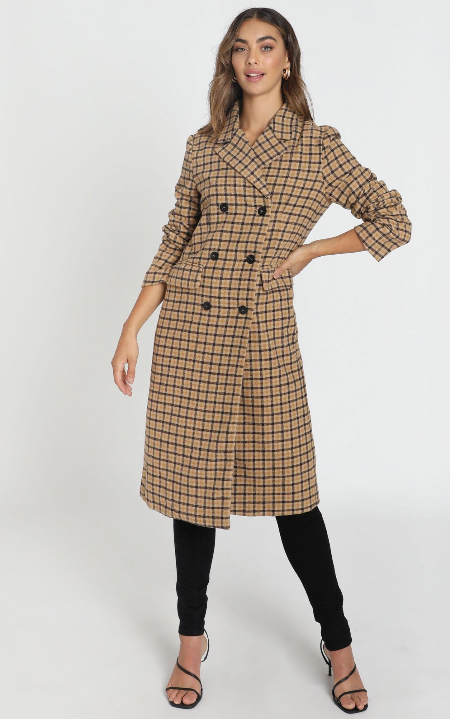 Heroic Moment Coat In Beige Check