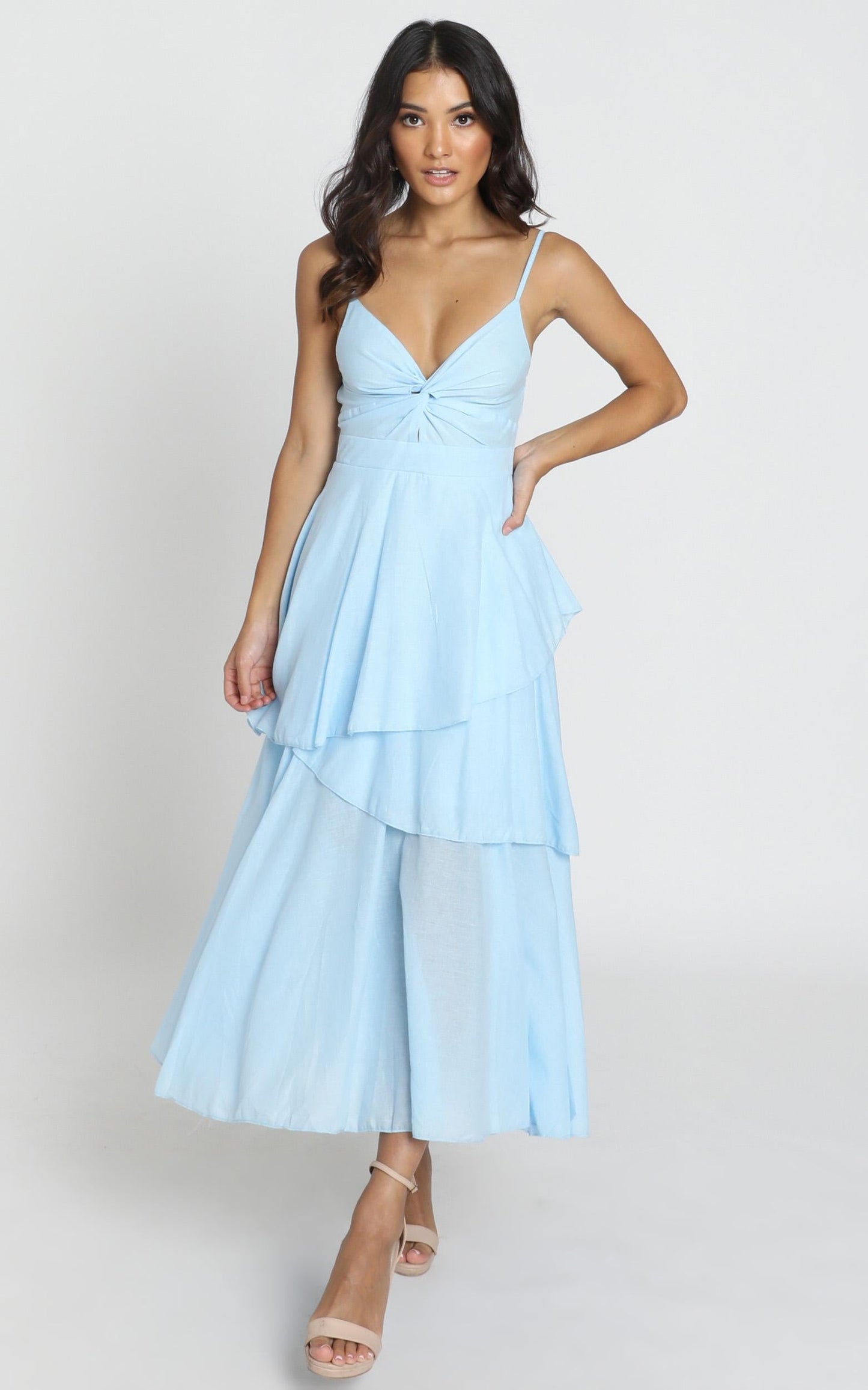 Hibiscus Dress in Powder Blue