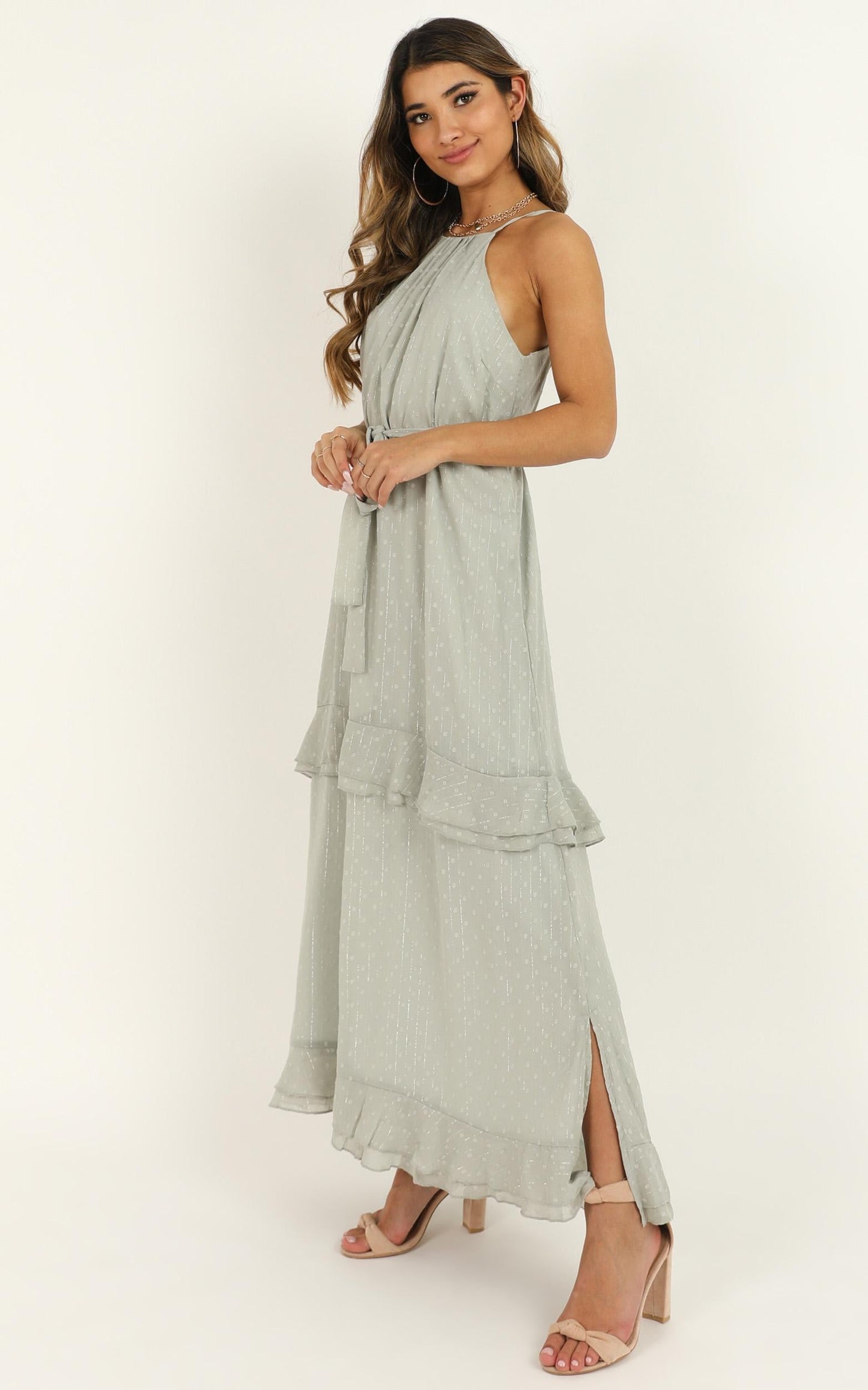 Highest Of Class Dress In Sage