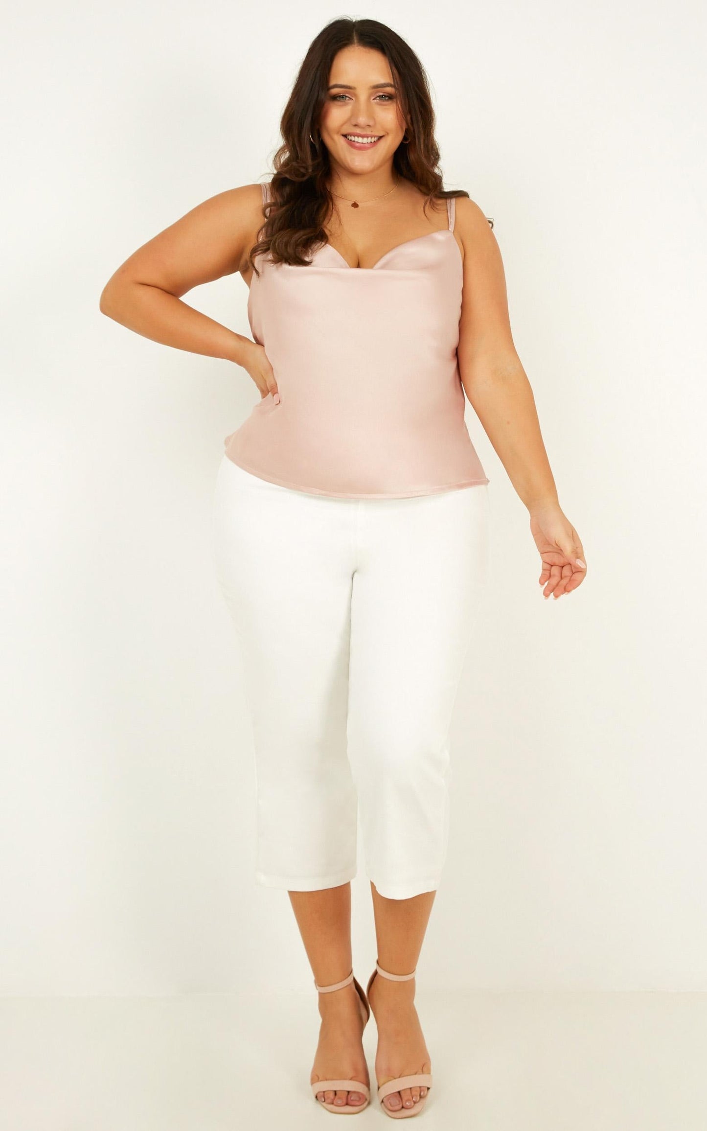 In My Mind Top In Champagne Satin