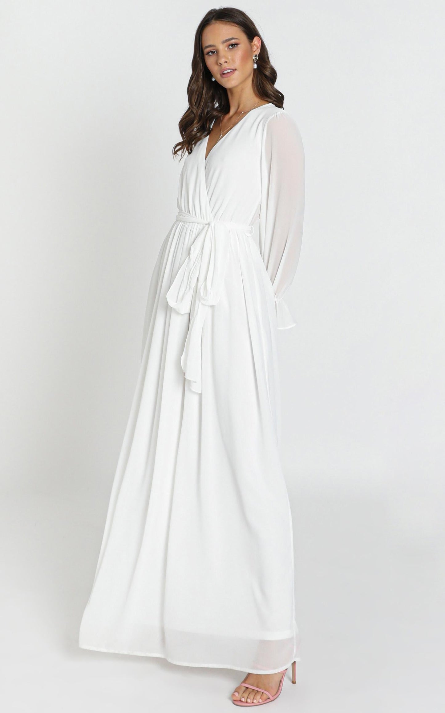 In Love Long Sleeve Maxi Dress In White