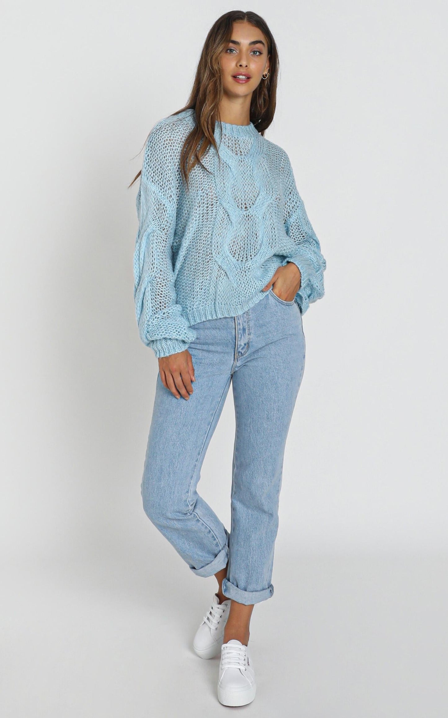 Jules Cable Knit Jumper in  Blue