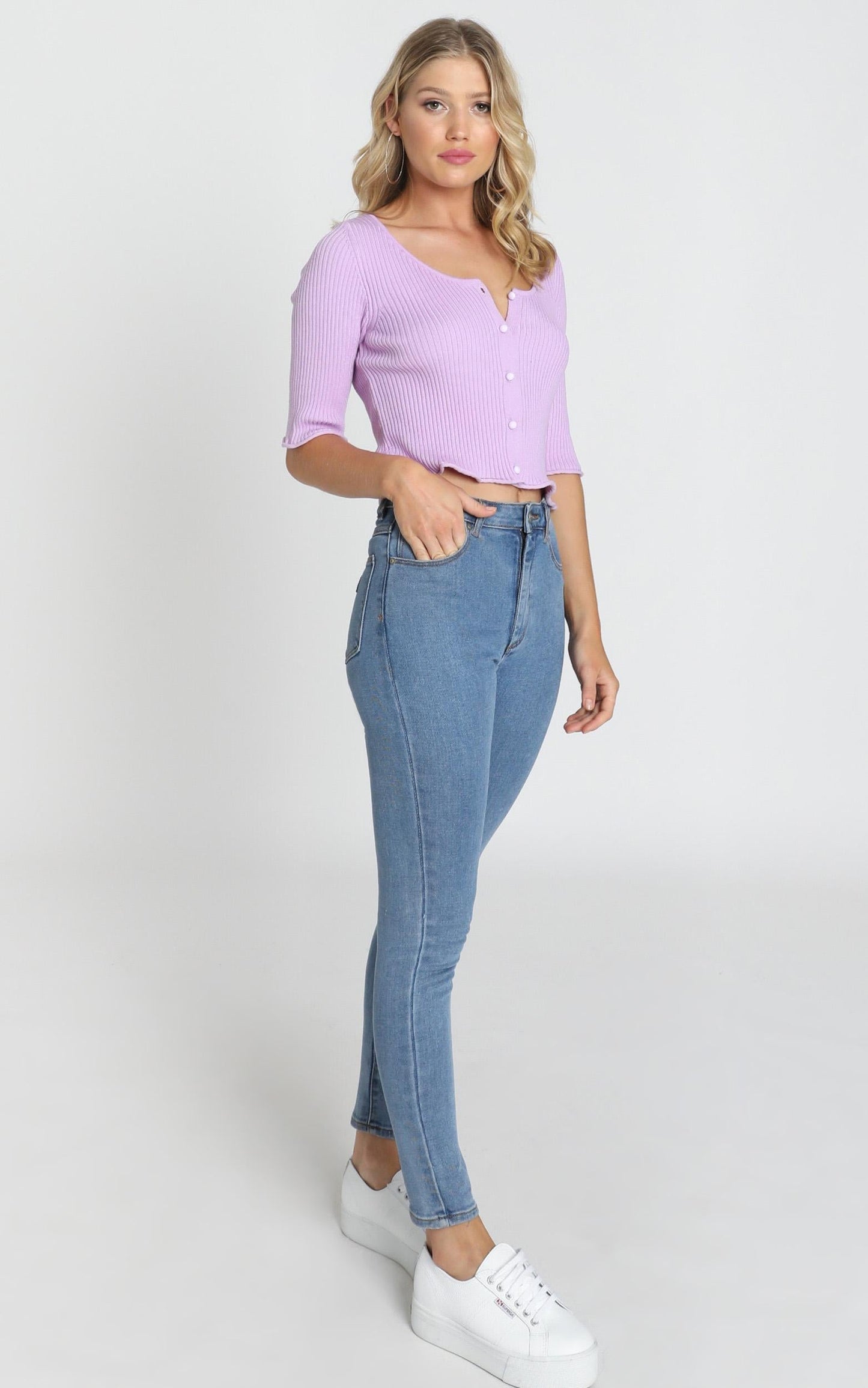 Lifting Spirits Cardigan In Lilac