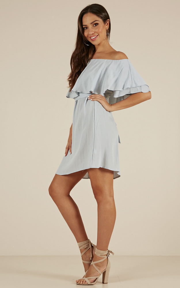 So Divine Dress In Blue Linen Look
