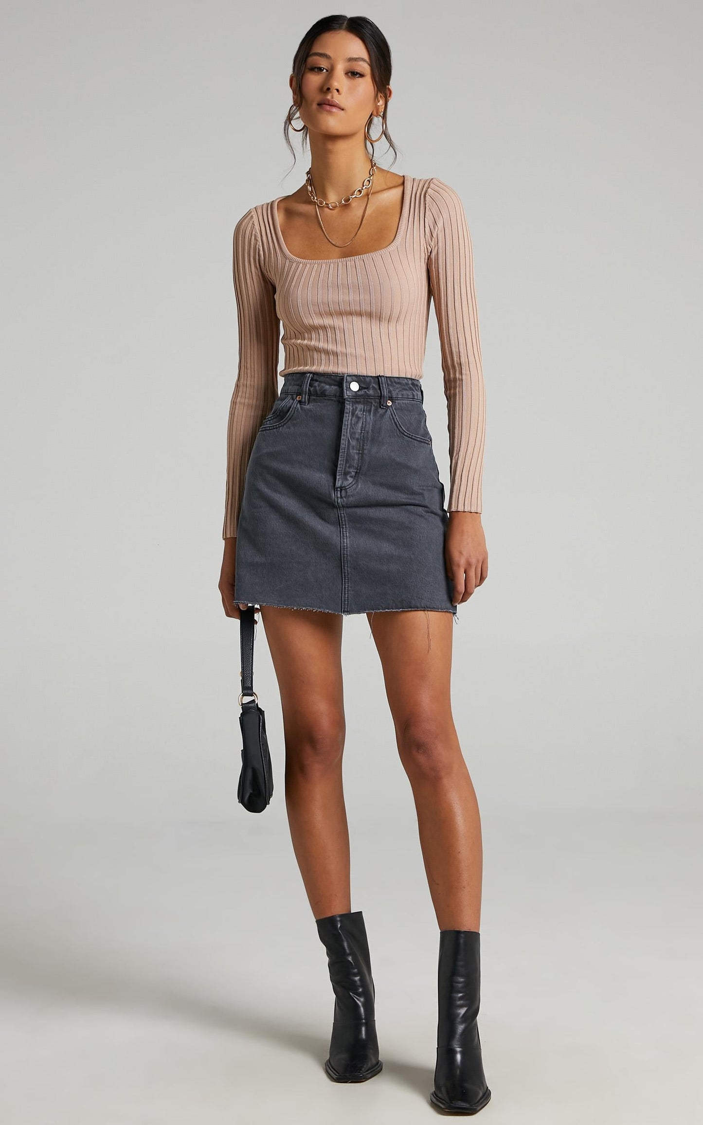 Rolla's - Classic Mini Denim Skirt in Vintage Black
