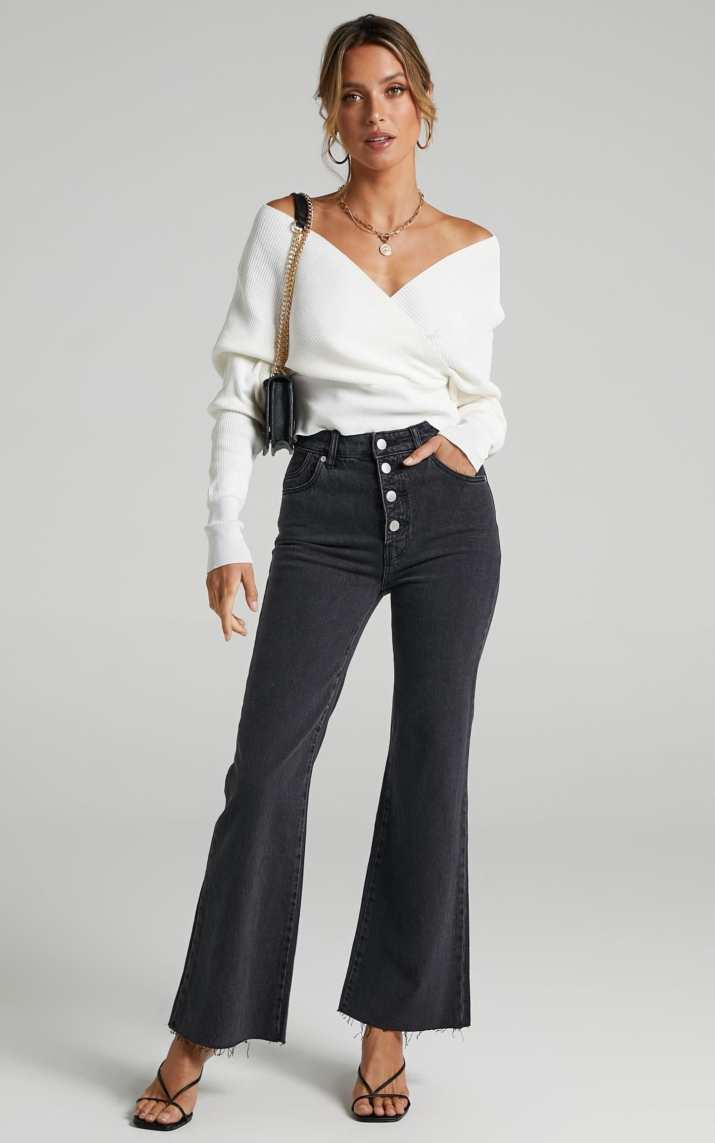 Rollas - Eastcoast Crop Flare Jean in Comfort Shadow