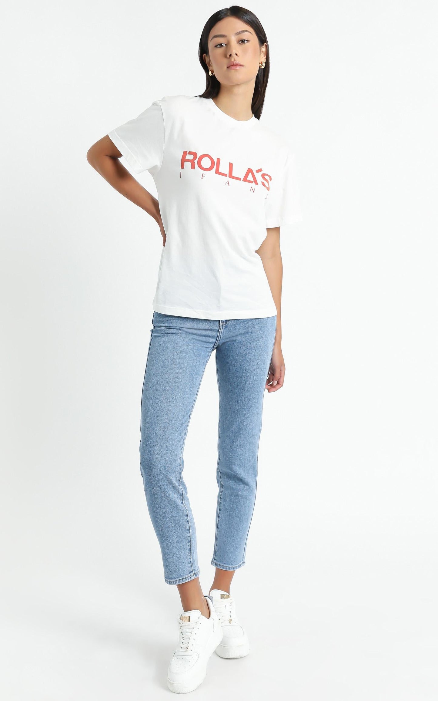 Rollas - Tomboy Classic Logo Tee in Faded Red