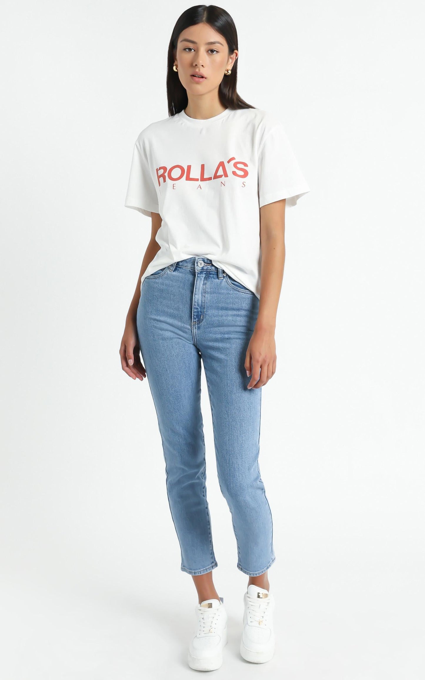 Rollas - Tomboy Classic Logo Tee in Faded Red