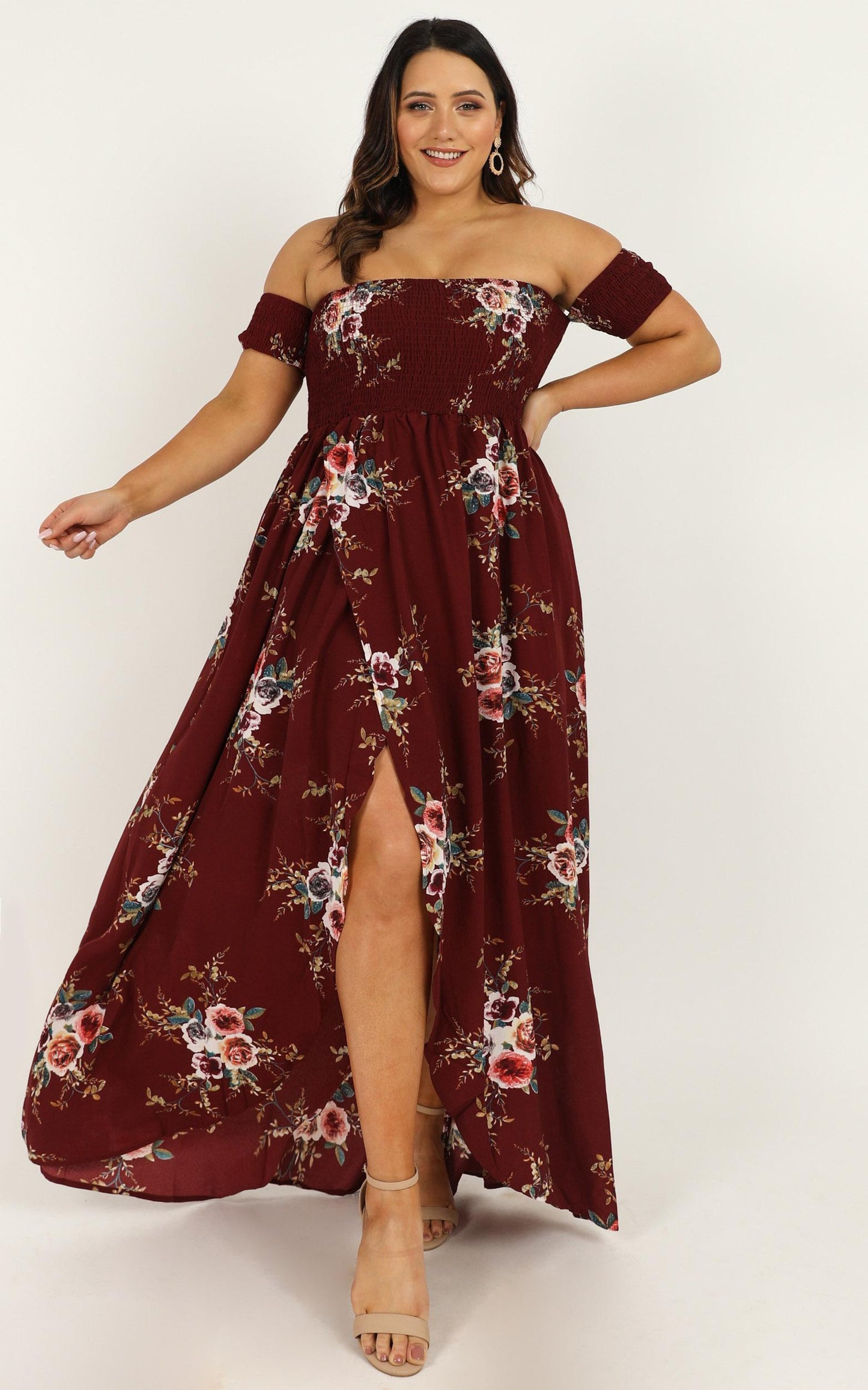 Lovestruck Maxi Dress in Wine Floral