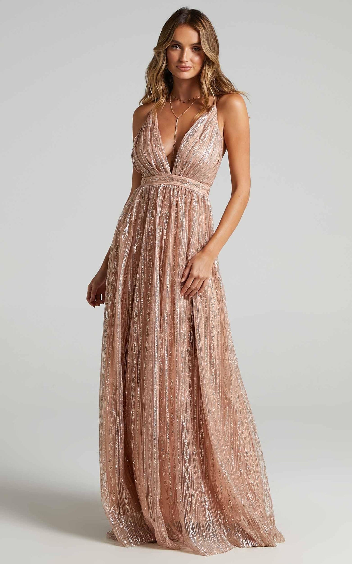 Romantic Night Maxi Dress in Rose Gold