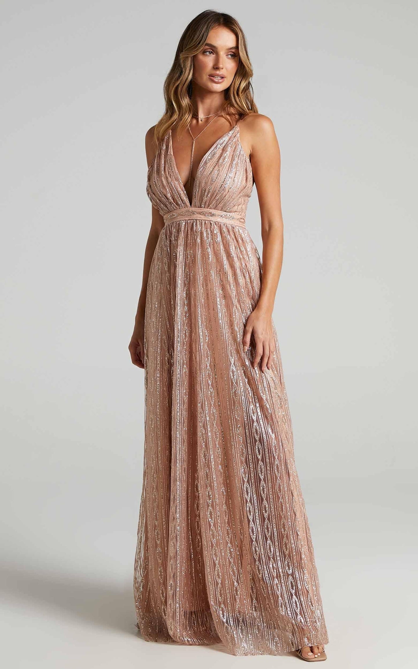 Romantic Night Maxi Dress in Rose Gold
