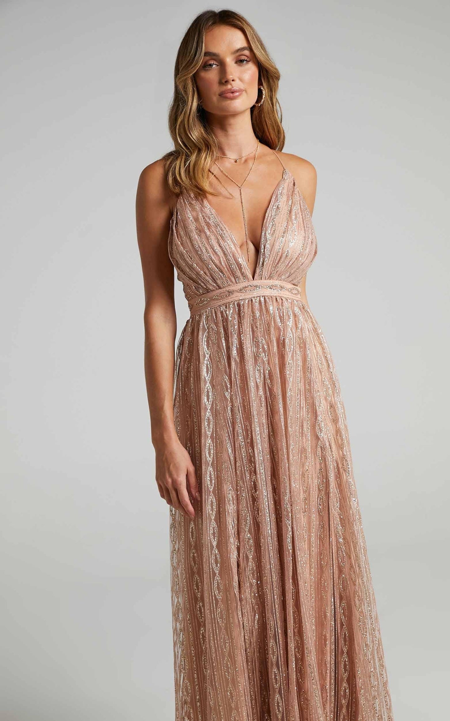 Romantic Night Maxi Dress in Rose Gold