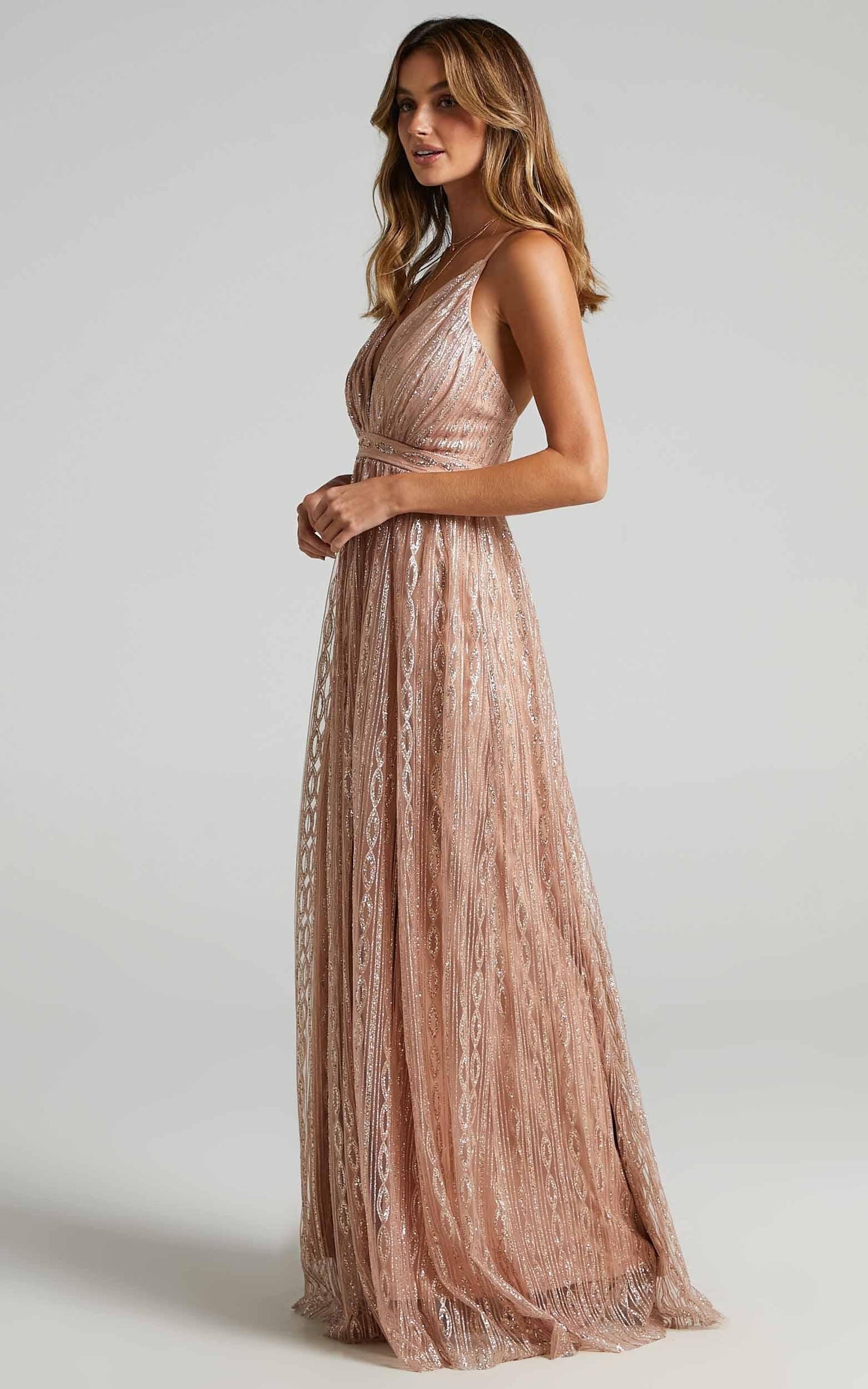 Romantic Night Maxi Dress in Rose Gold