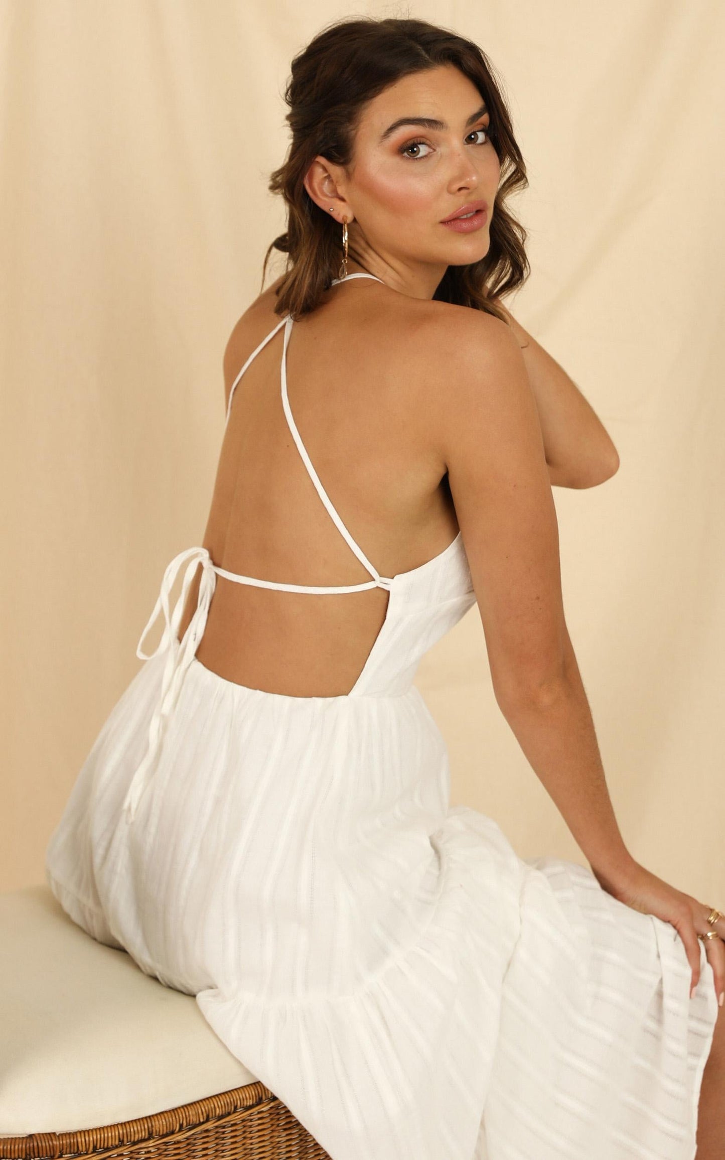 Missing Pieces Dress In White