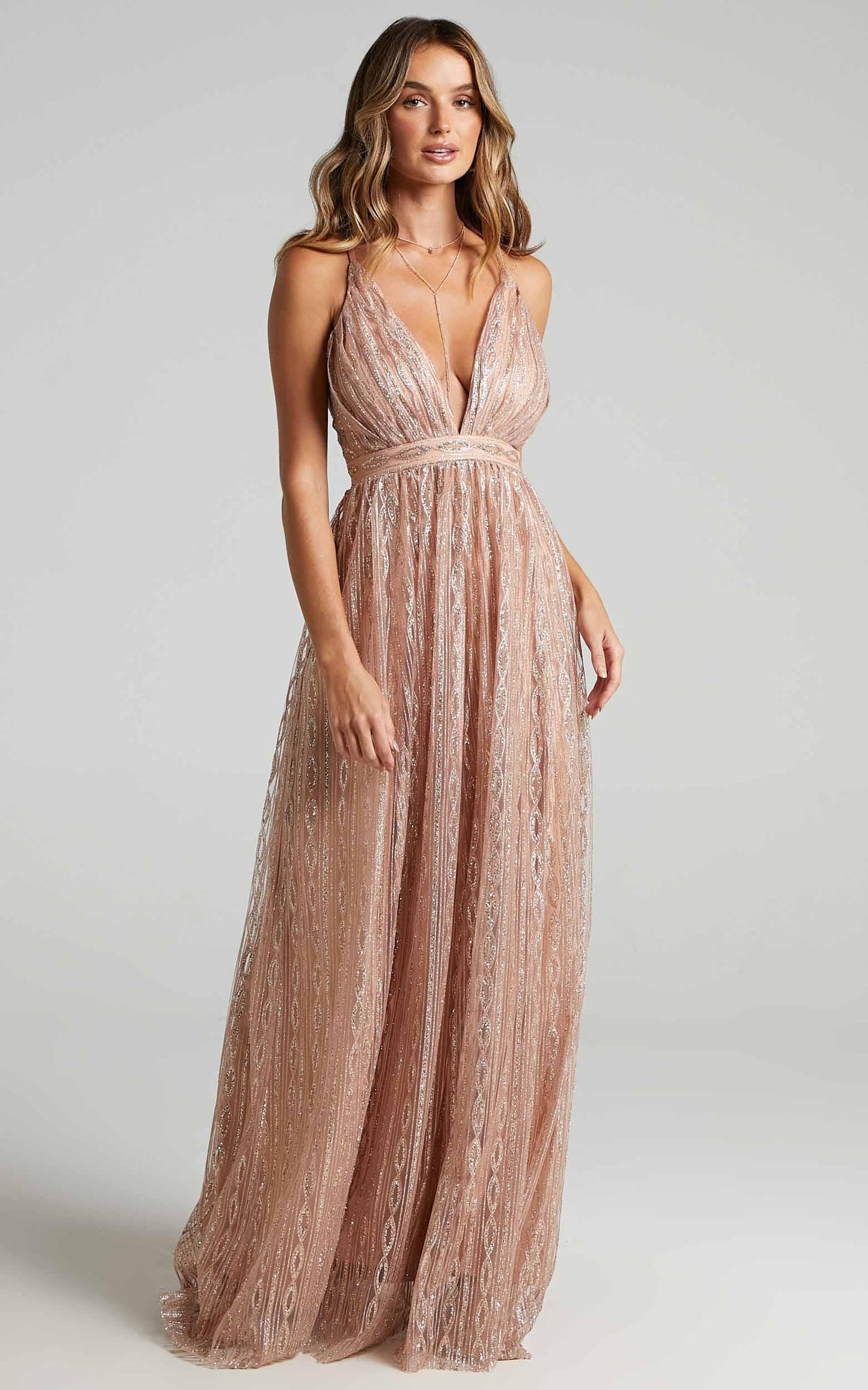 Romantic Night Maxi Dress in Rose Gold