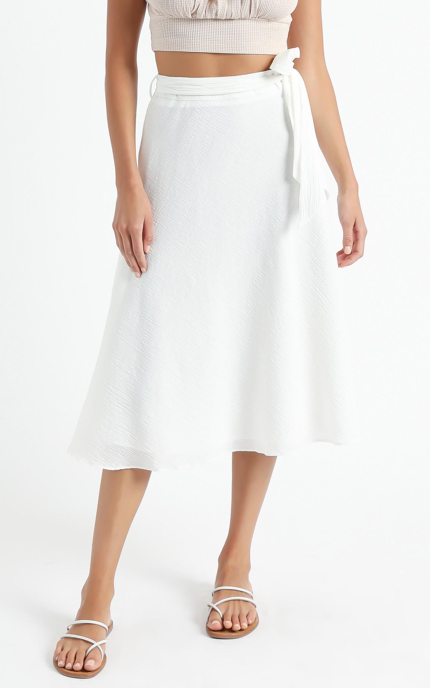 Ready Or Not Skirt In White Linen Look