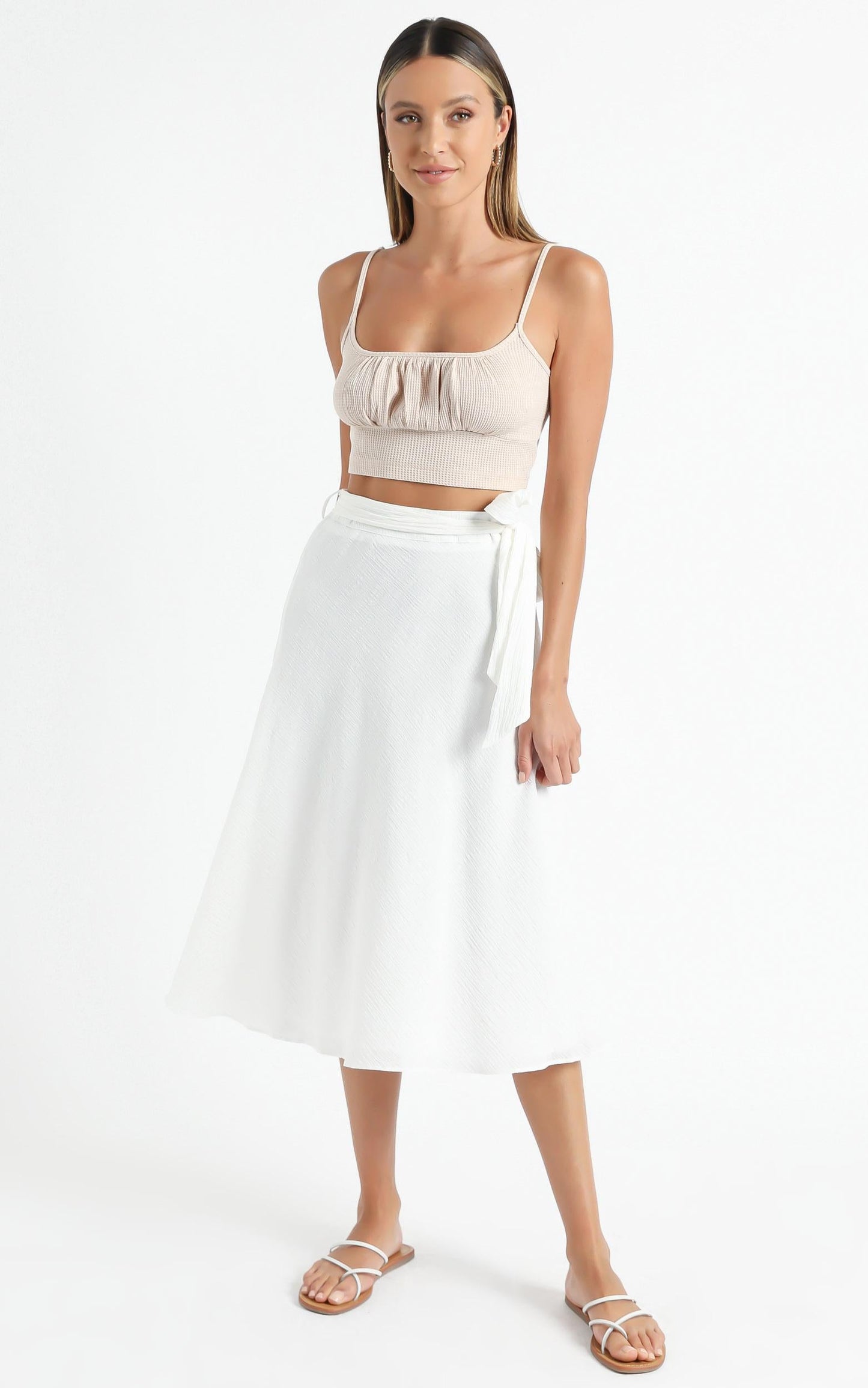 Ready Or Not Skirt In White Linen Look