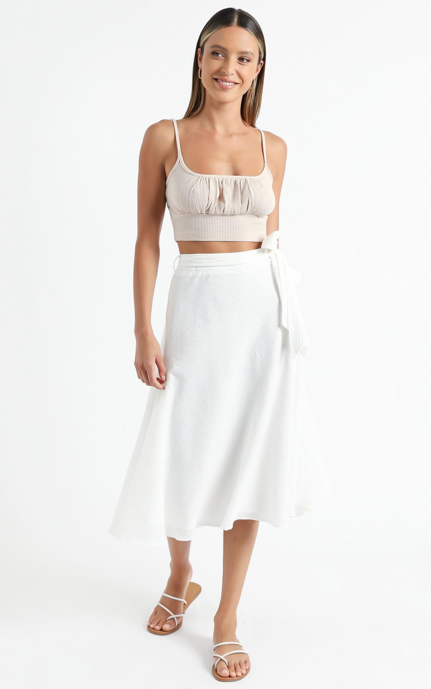 Ready Or Not Skirt In White Linen Look