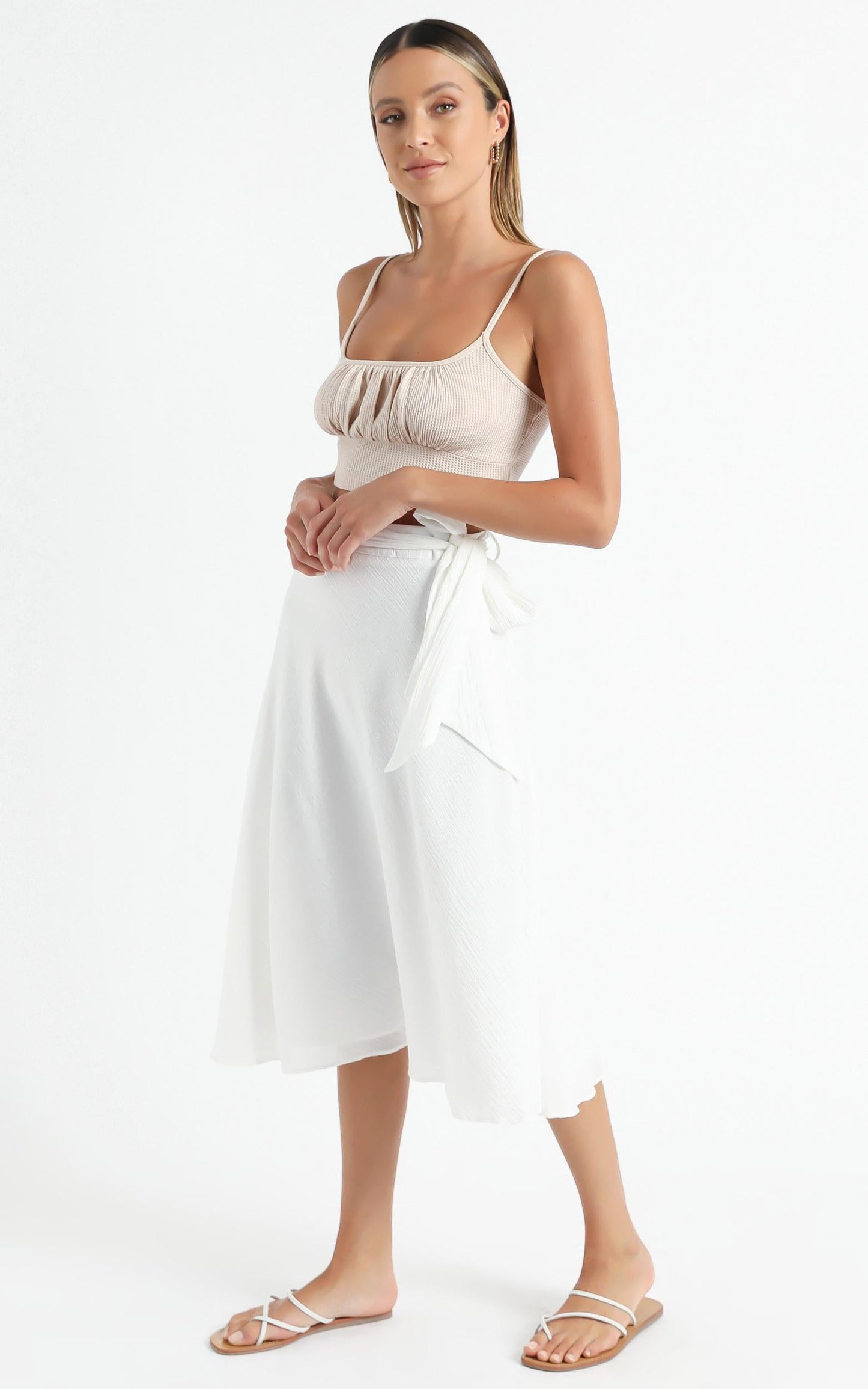 Ready Or Not Skirt In White Linen Look