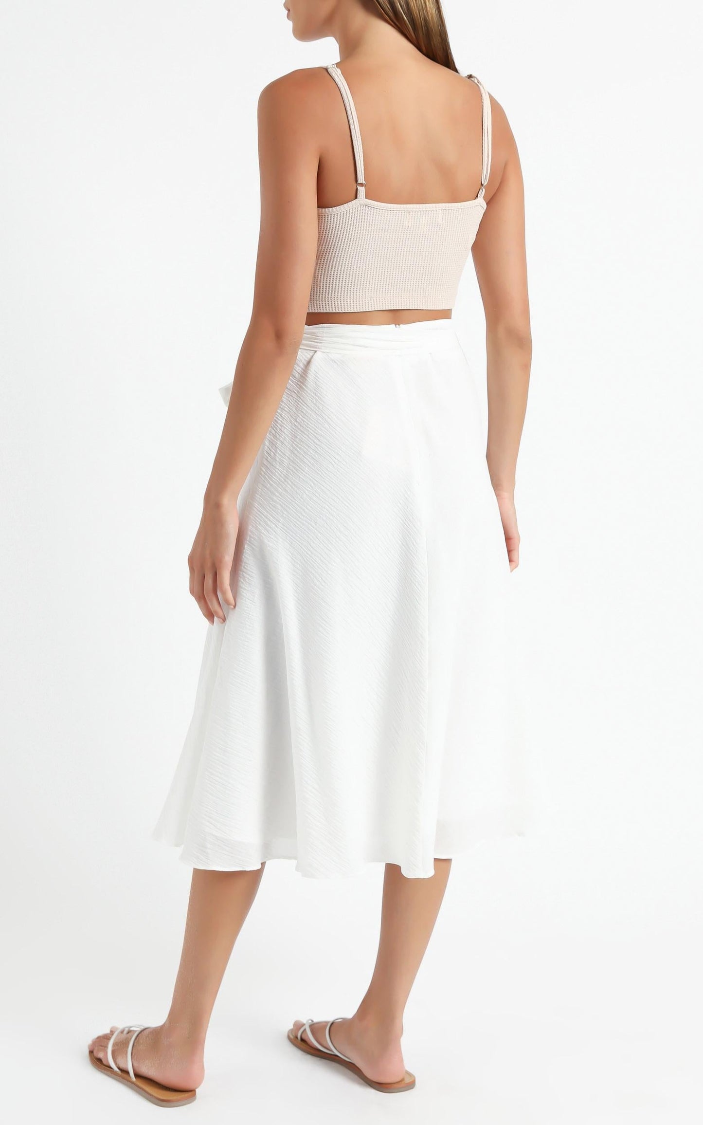 Ready Or Not Skirt In White Linen Look