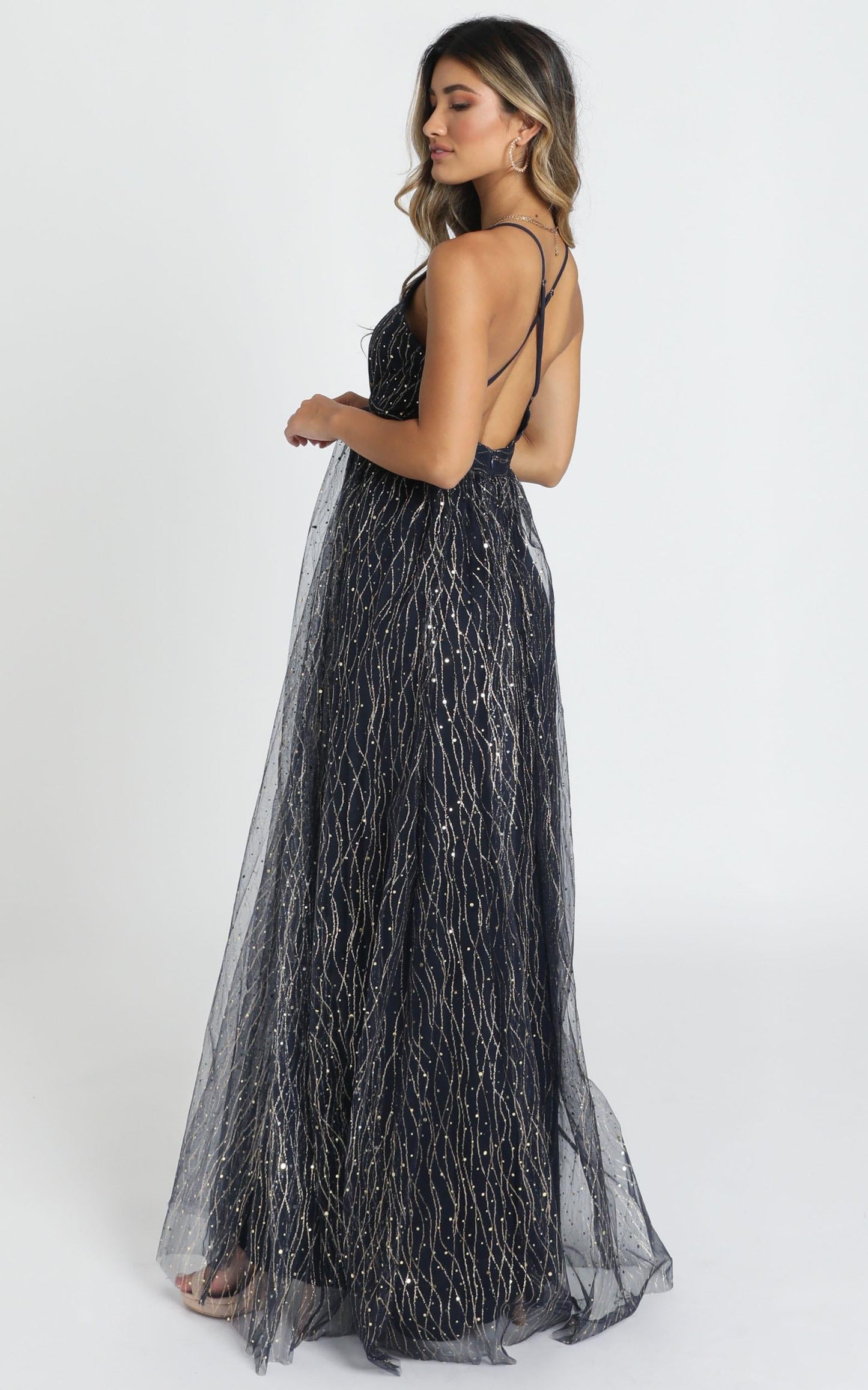 Orlando Maxi Dress In Navy Glitter