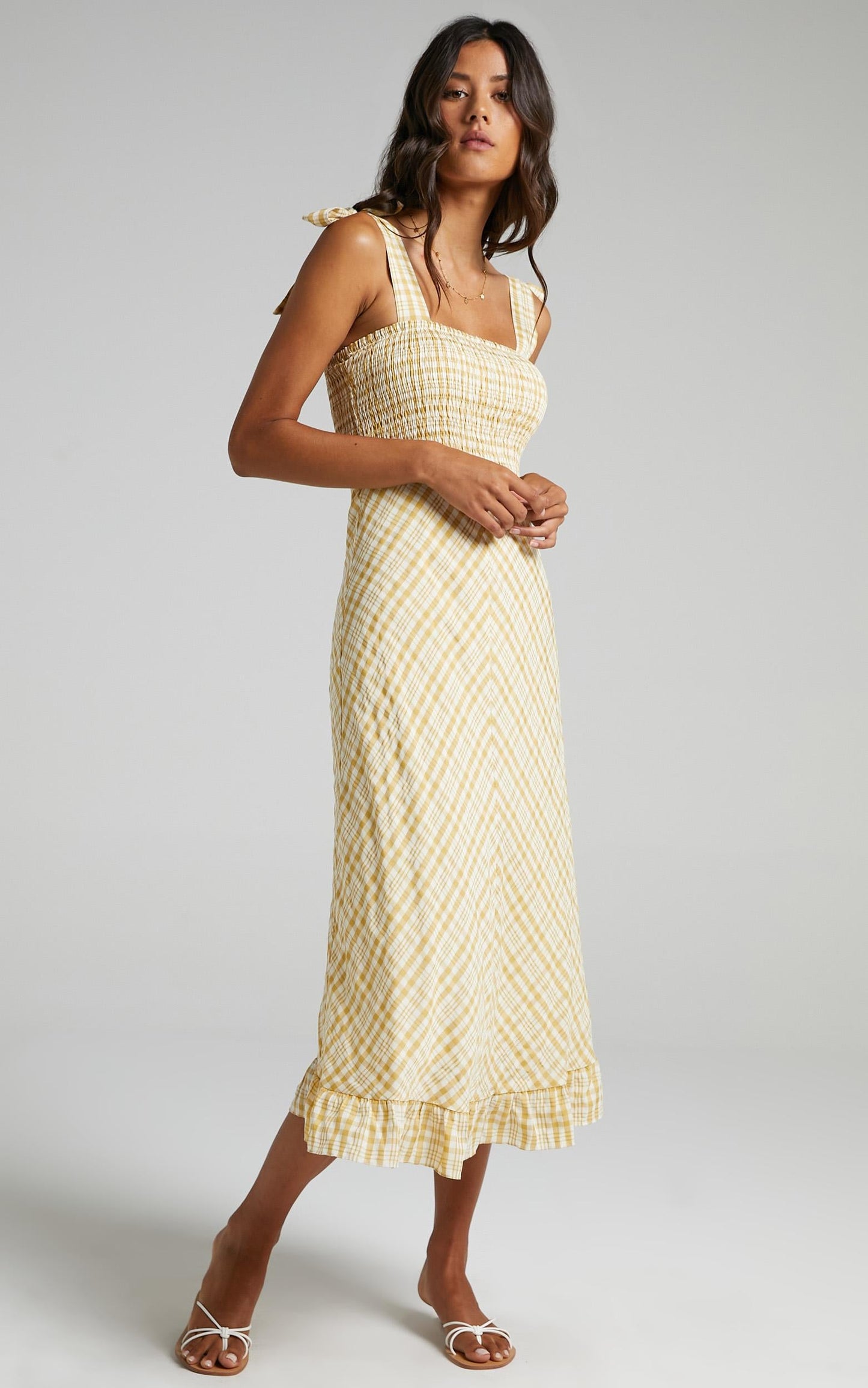 Regan Dress in Mustard Check