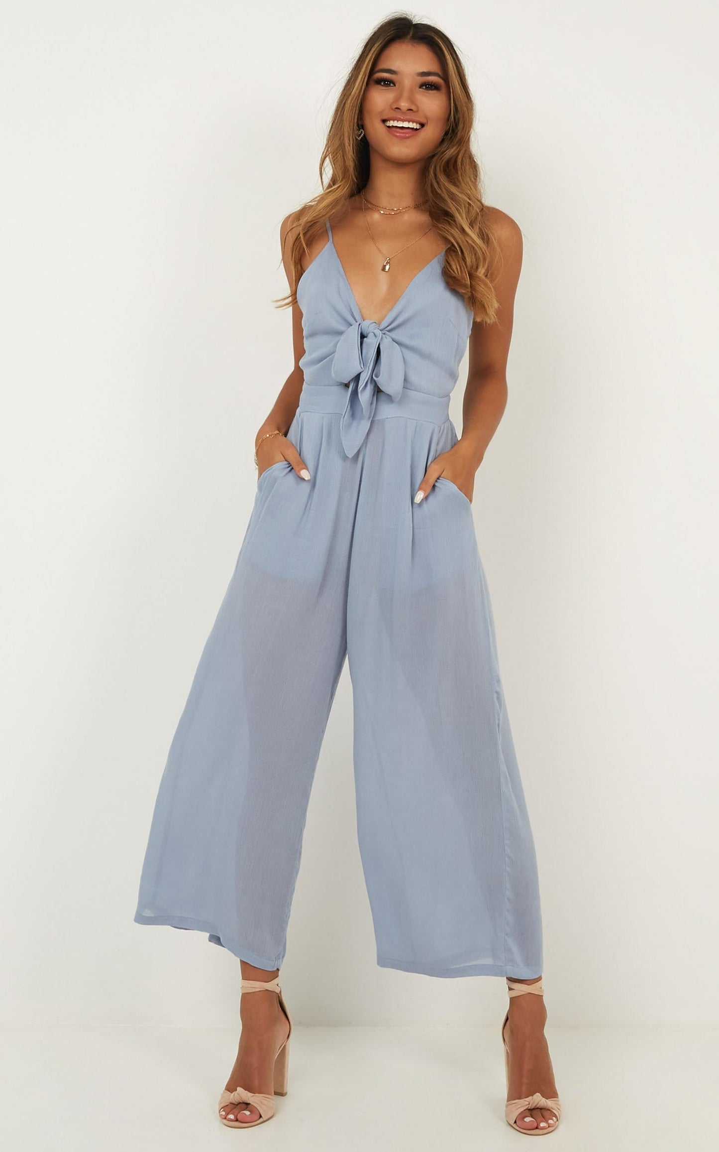 Renewed Jumpsuit in Blue Linen Look