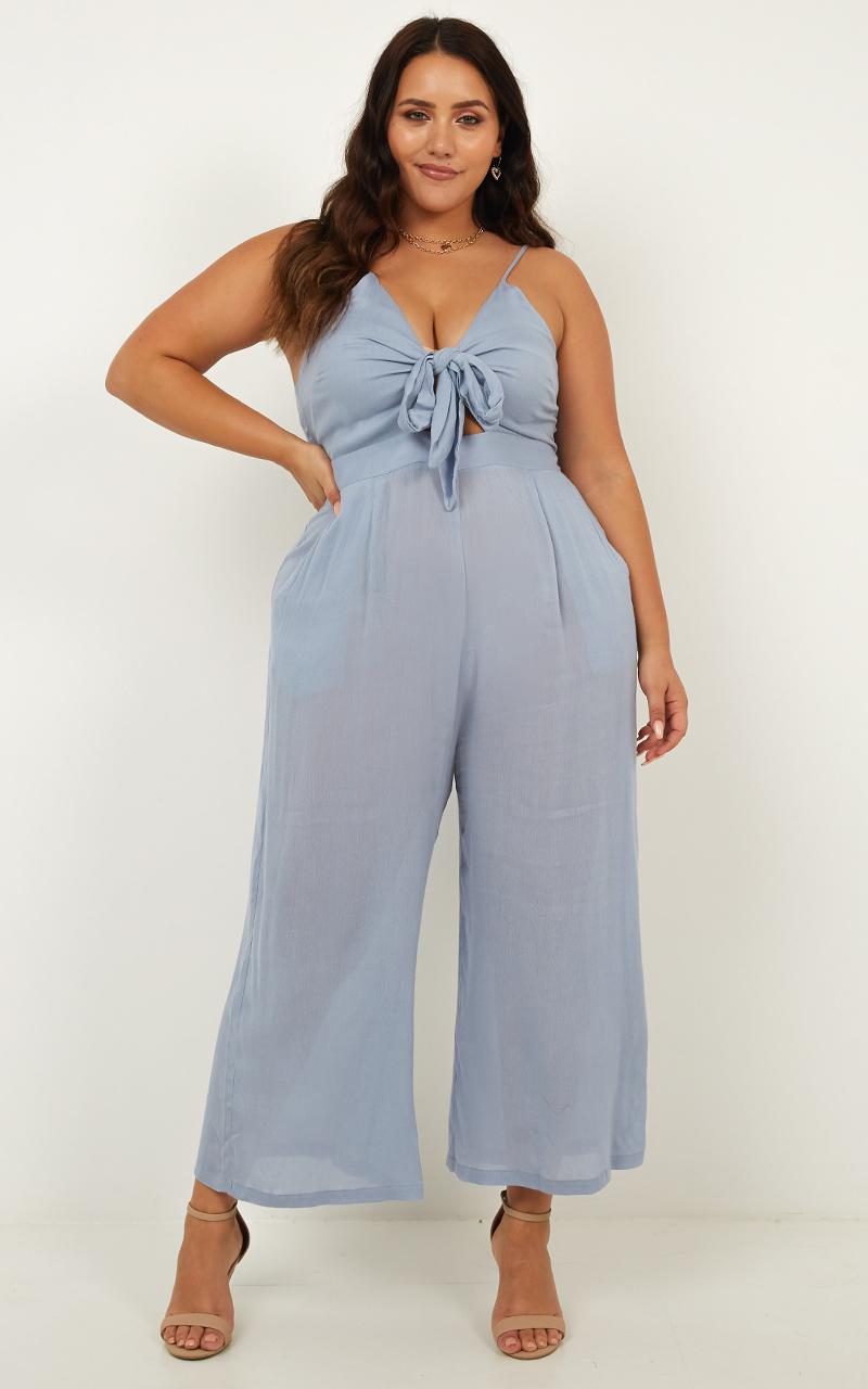 Renewed Jumpsuit in Blue Linen Look
