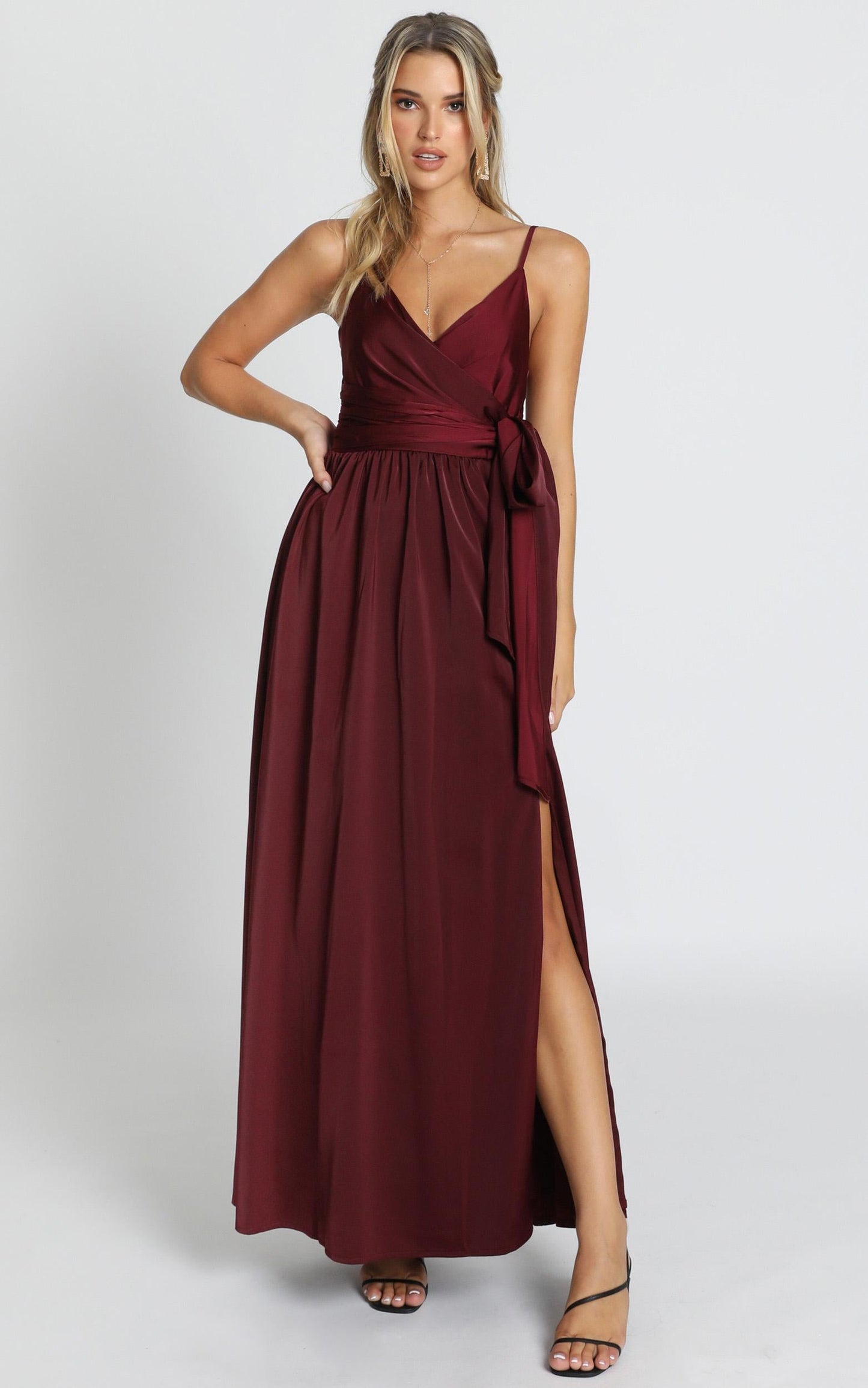 Revolve Around Me Dress in Wine