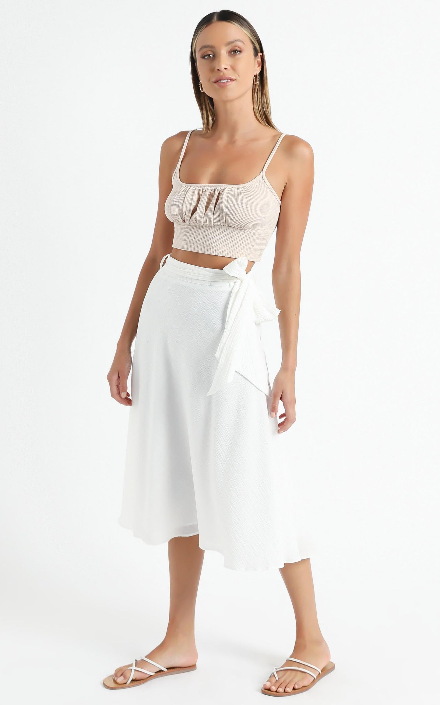 Ready Or Not Skirt In White Linen Look