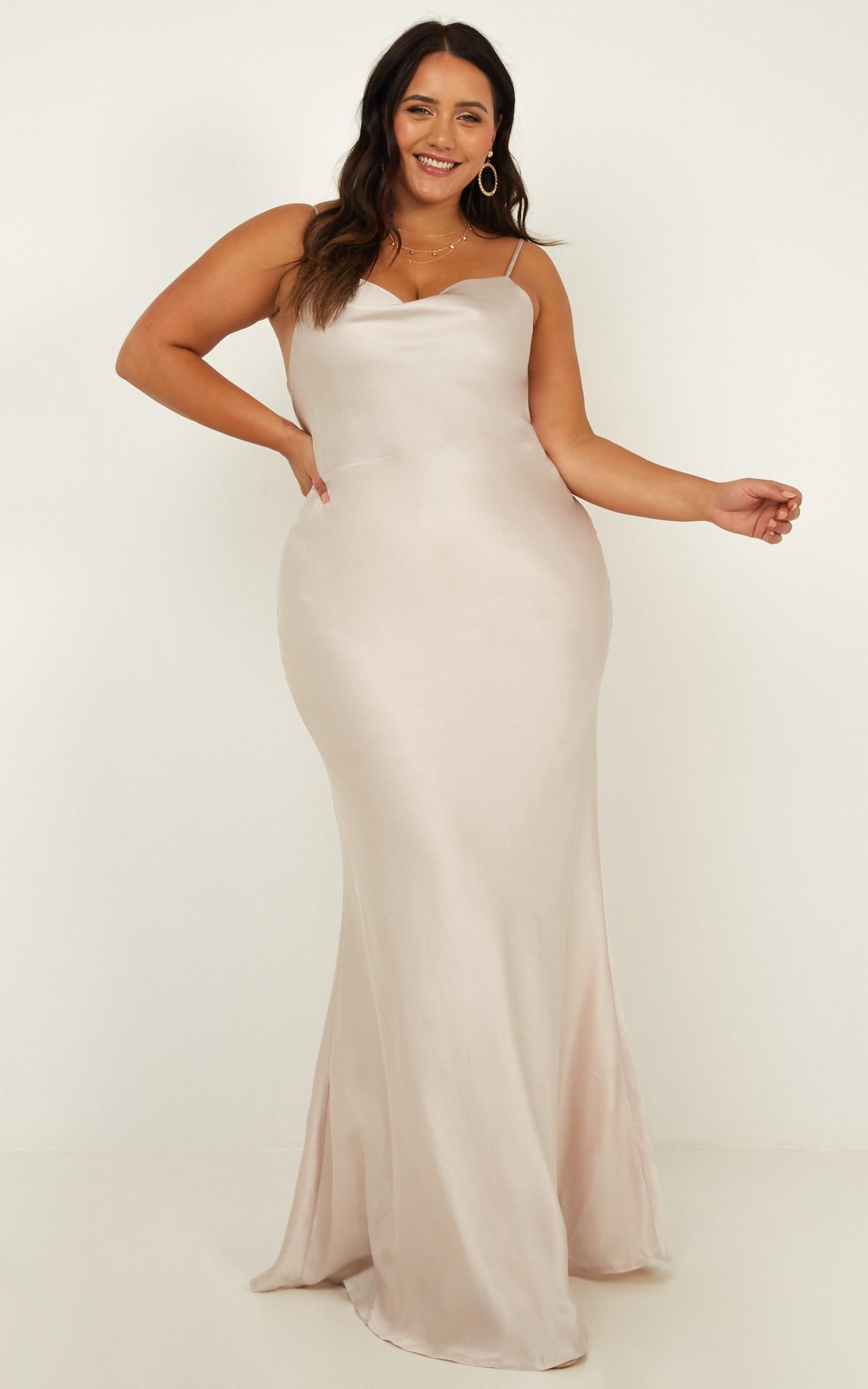 Run Deep Dress in champagne satin