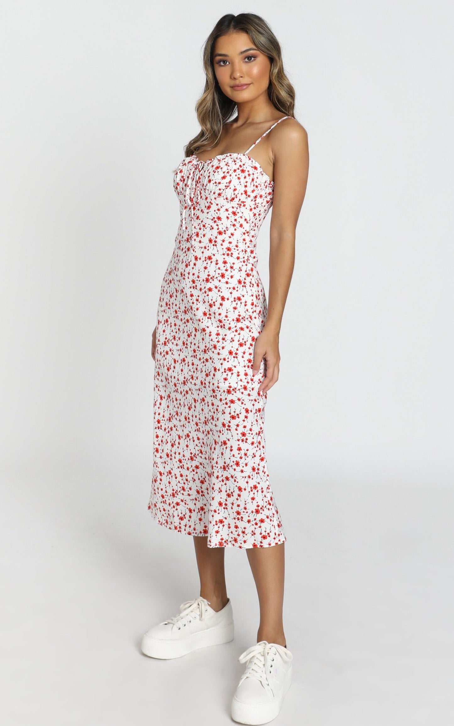 Rushing Back Dress in Red Floral