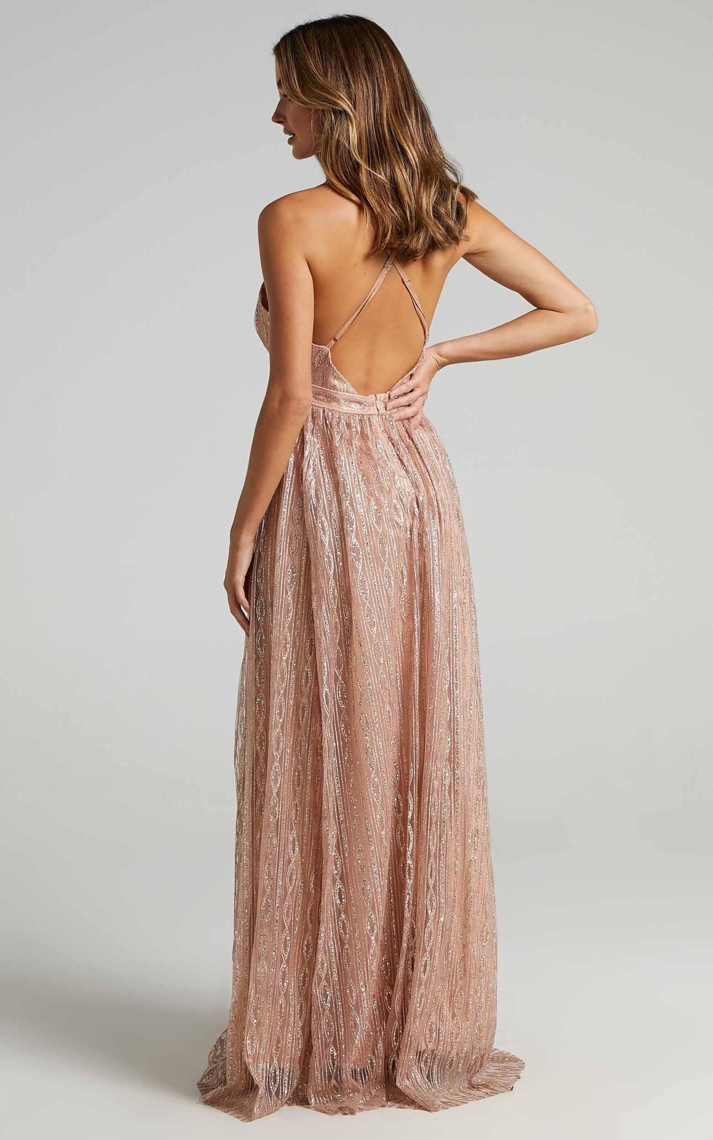 Romantic Night Maxi Dress in Rose Gold