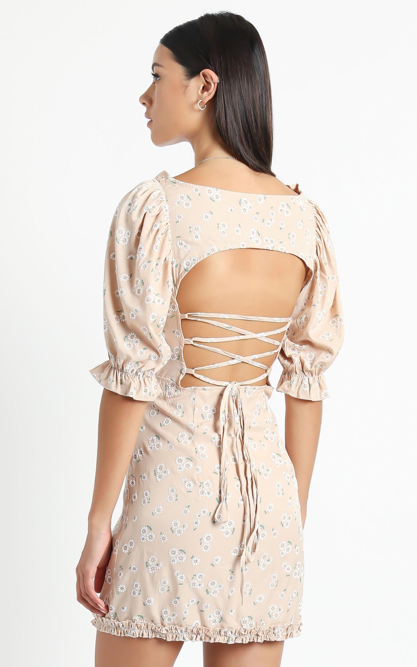 Scarlette Dress in Beige Floral